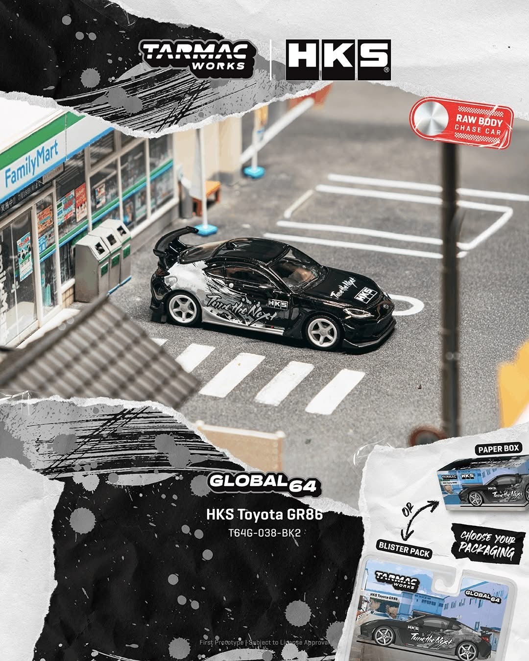 預訂 Pre Order - Tarmac Works HKS Toyota GR86 Black