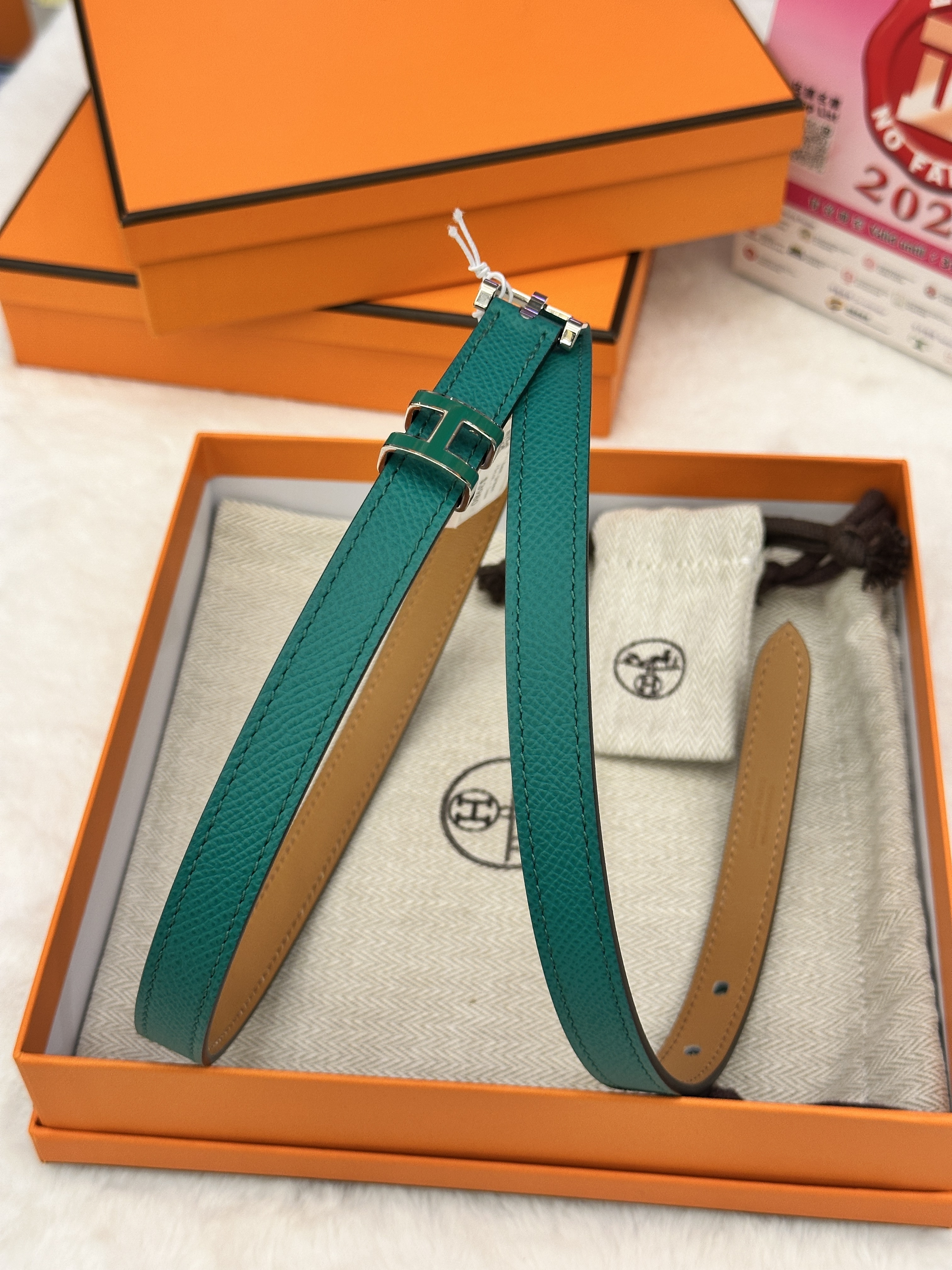 Hermes pop h belt green 75cm