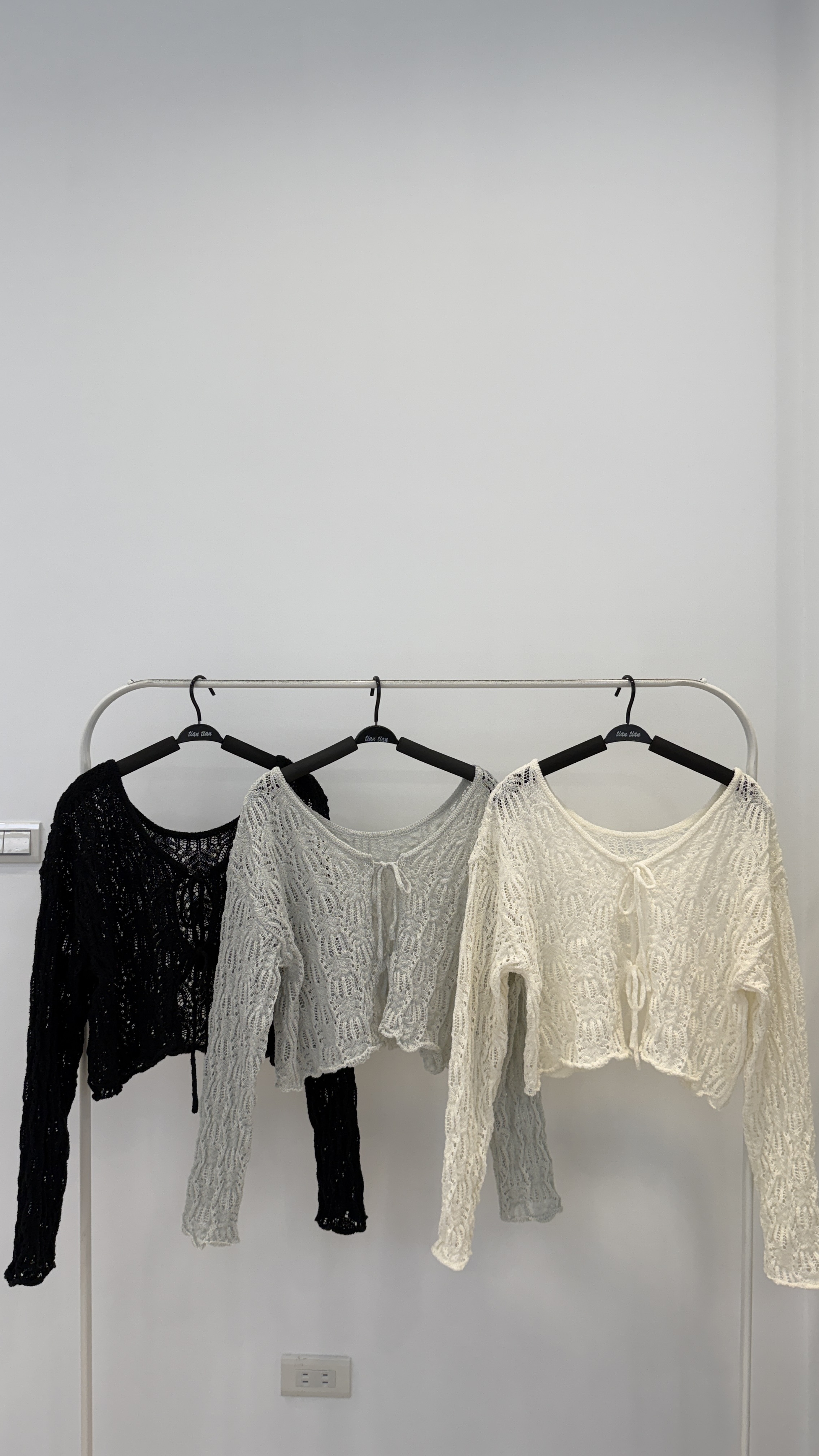 浪漫春日！前綁帶緹花針織上衣罩衫 _708