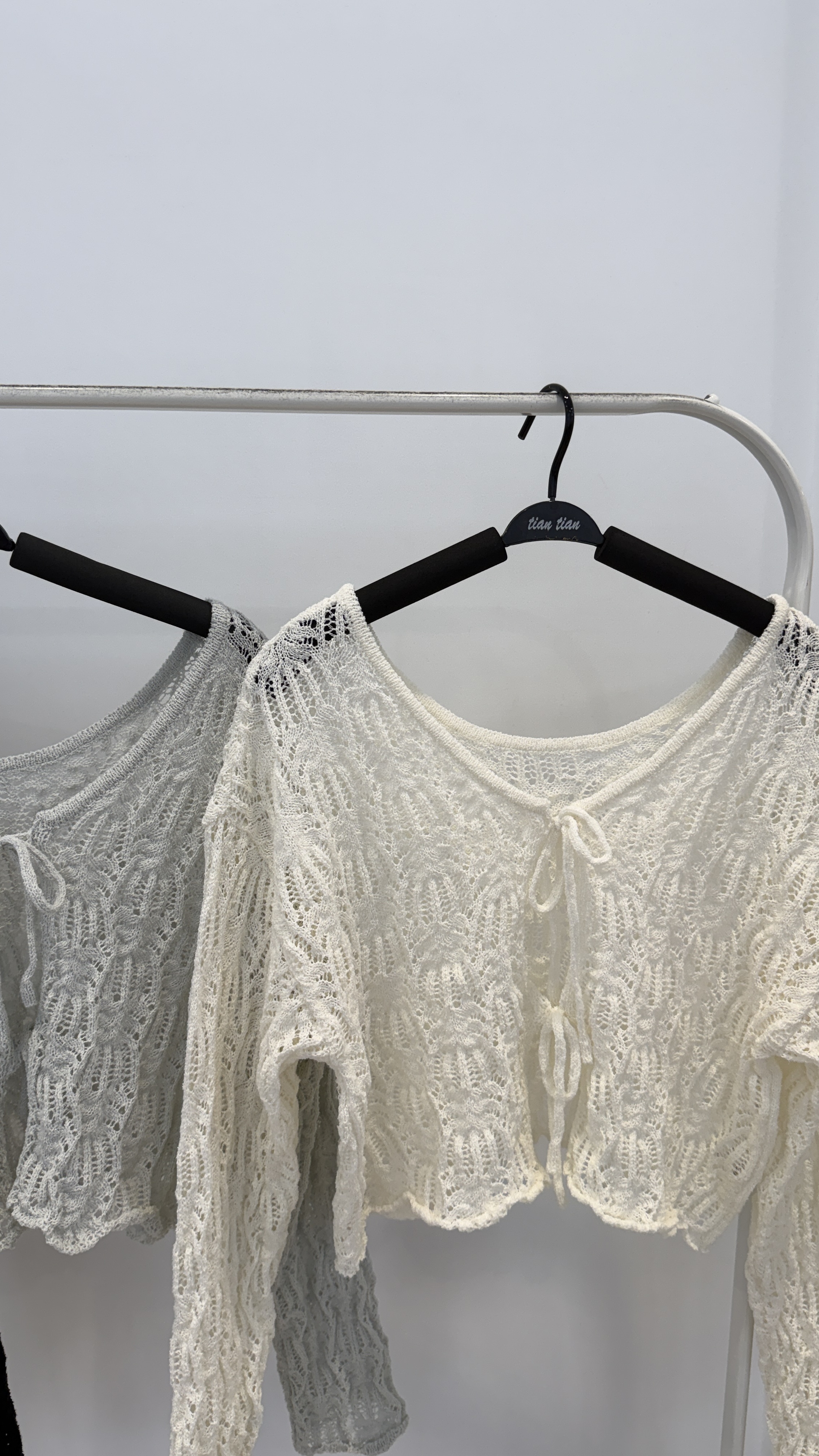 浪漫春日！前綁帶緹花針織上衣罩衫 _708