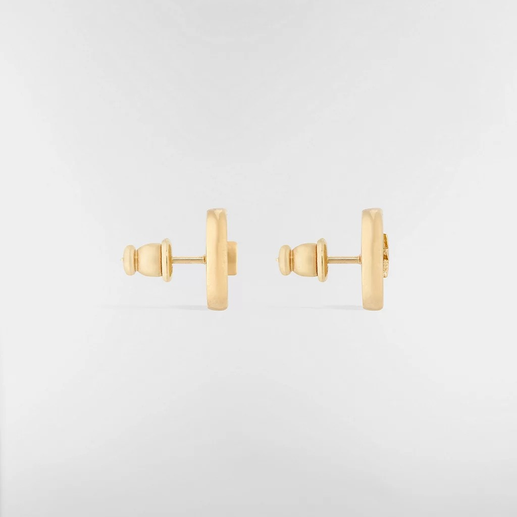 1DA0313-050 [DIOR] D-Luck Stud Earrings Gold-Finish Metal and White Mother-of-Pearl #E4409WOMMP_D301 (BR)