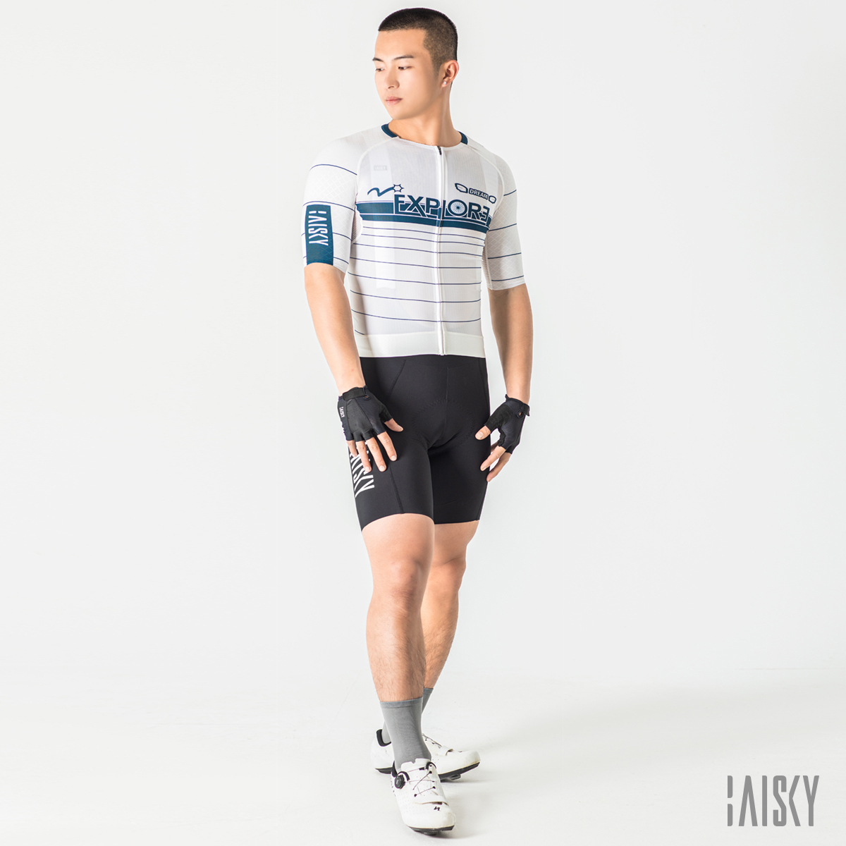 男款空力短車衣 探索 白