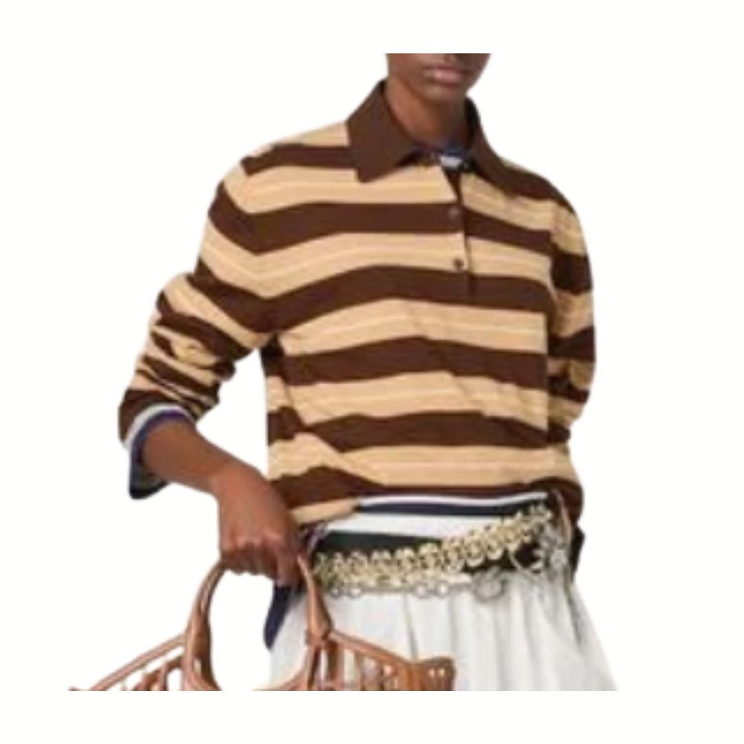 1DA0313-026 [MIU MIU] Striped Brown Knitted Brown #MMLB3217NQ/F0TDB/38 (BR)