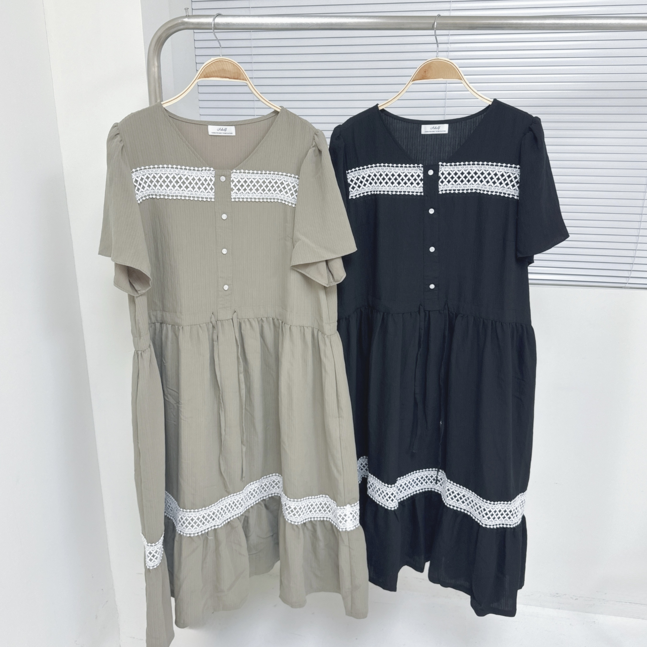 【廠家制】暗直紋腰索繩短袖OPS (A34-A35)