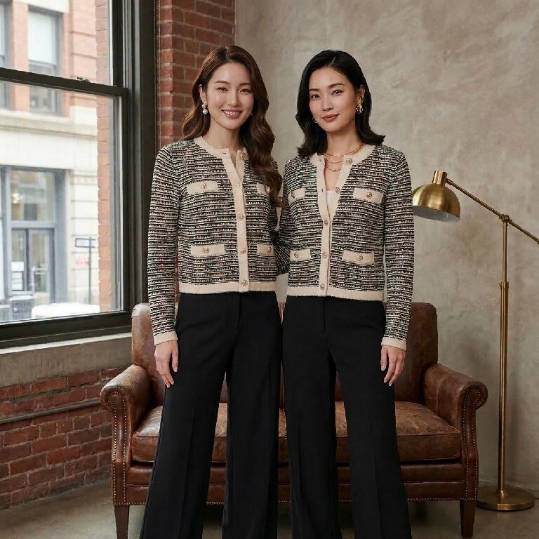 【預購】KARL LAGERFELD PARIS H031203 經典條紋針織開胸衫