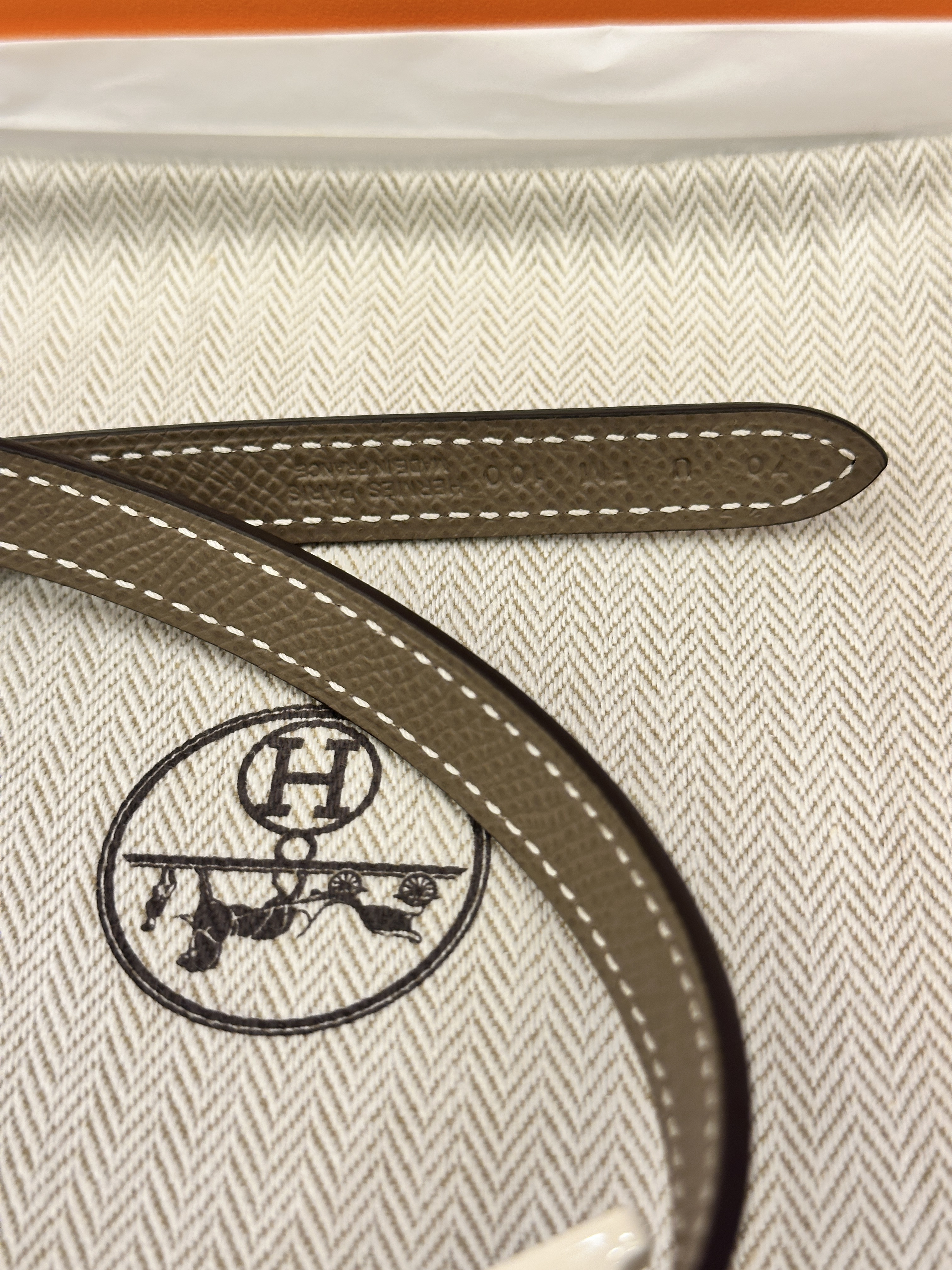 Hermes 13cm belt - 70cm length with white enamel buckle