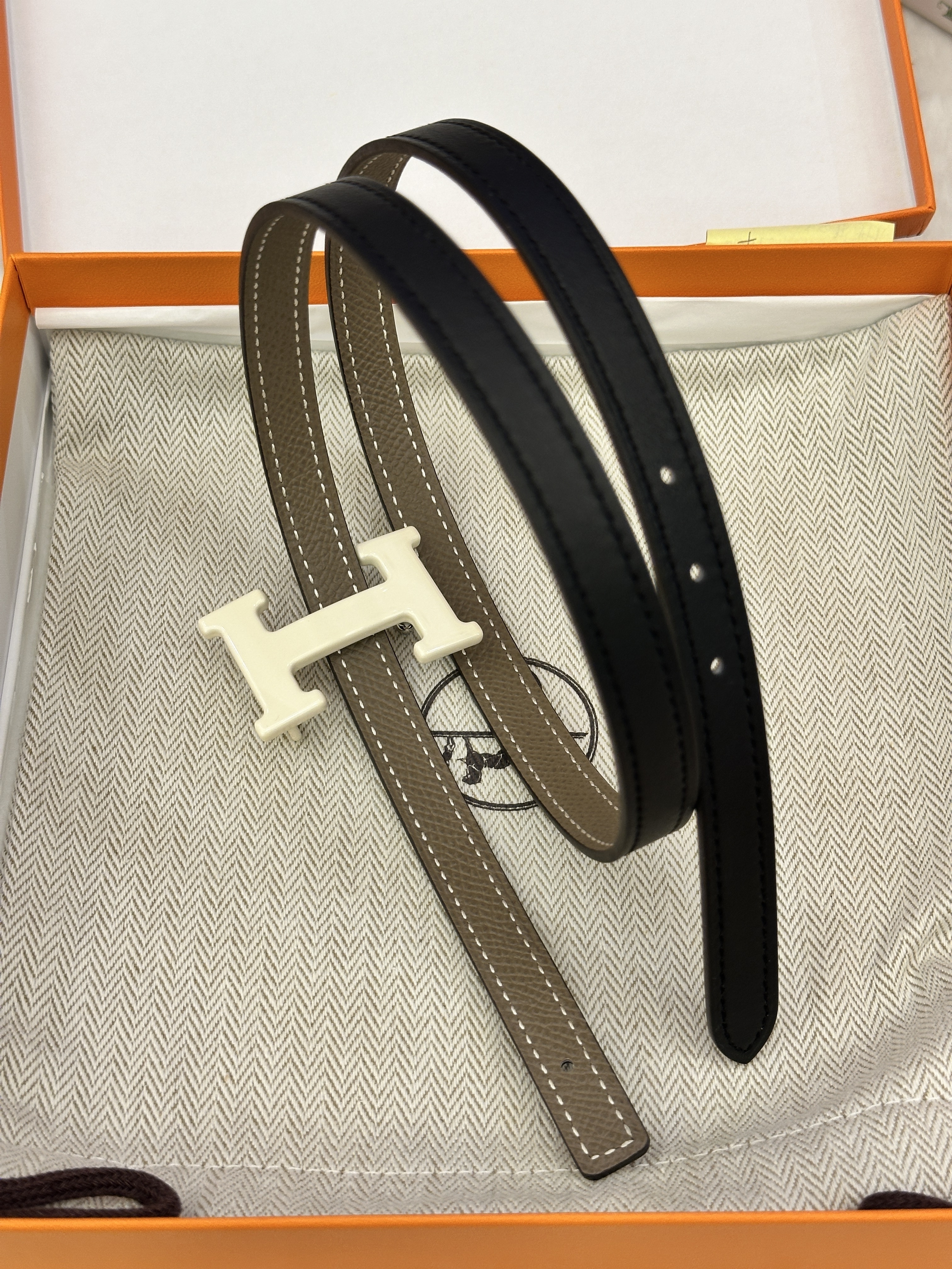 Hermes 13cm belt - 70cm length with white enamel buckle