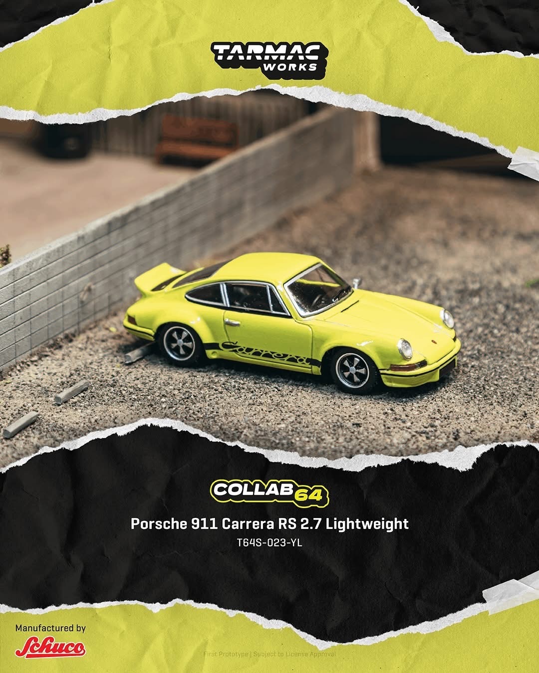 預訂 Pre Order - Tarmac Works Porsche 911 Carrera RS 2.7 Lightweight Yellow