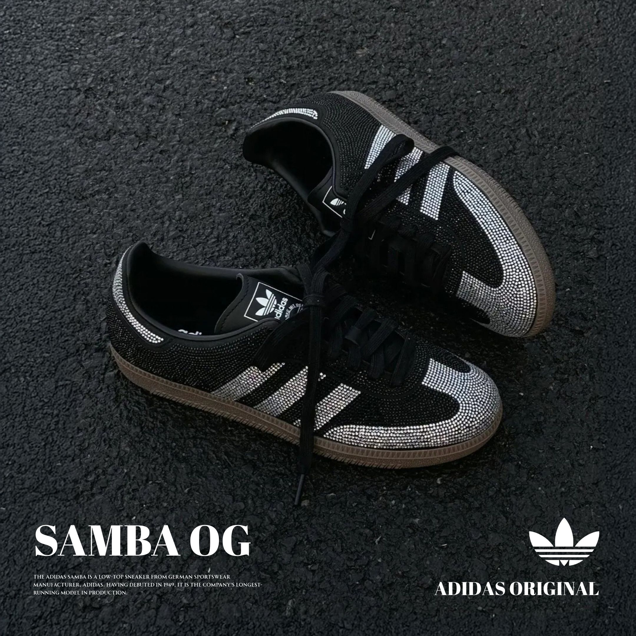 NICEDAY 代購 Adidas Samba OG 黑 黑銀 水鑽 鑽石 復古 德訓 IH9052