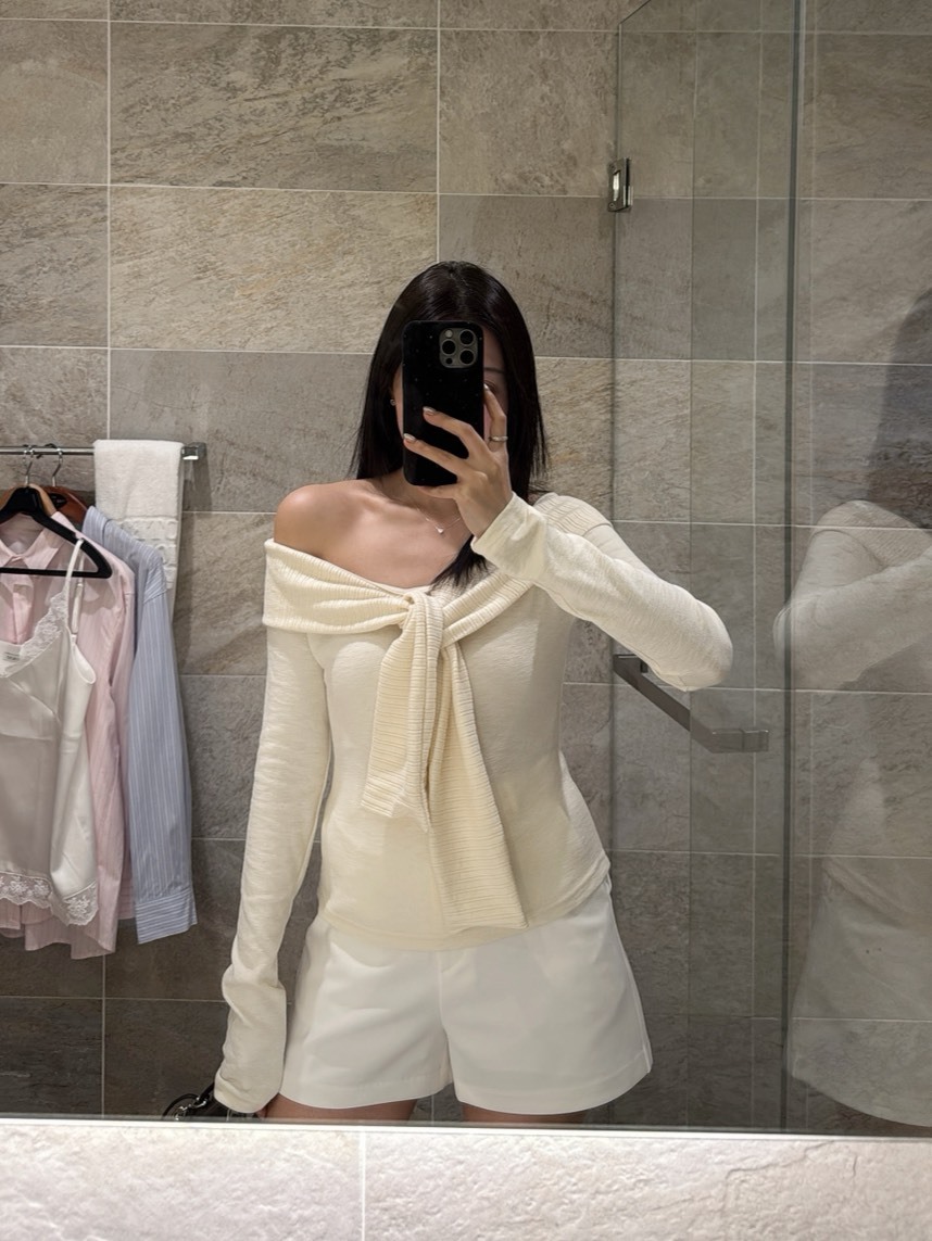 L03 前打結上衣 (米/咖)