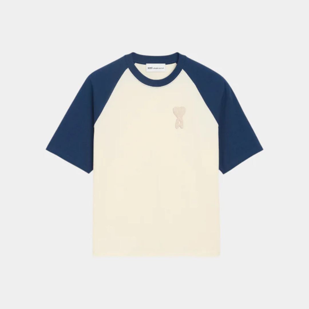 1DA0313-069 [AMI PARIS] Bicolour T-Shirt Beige #UTS379726/A027 (BR)