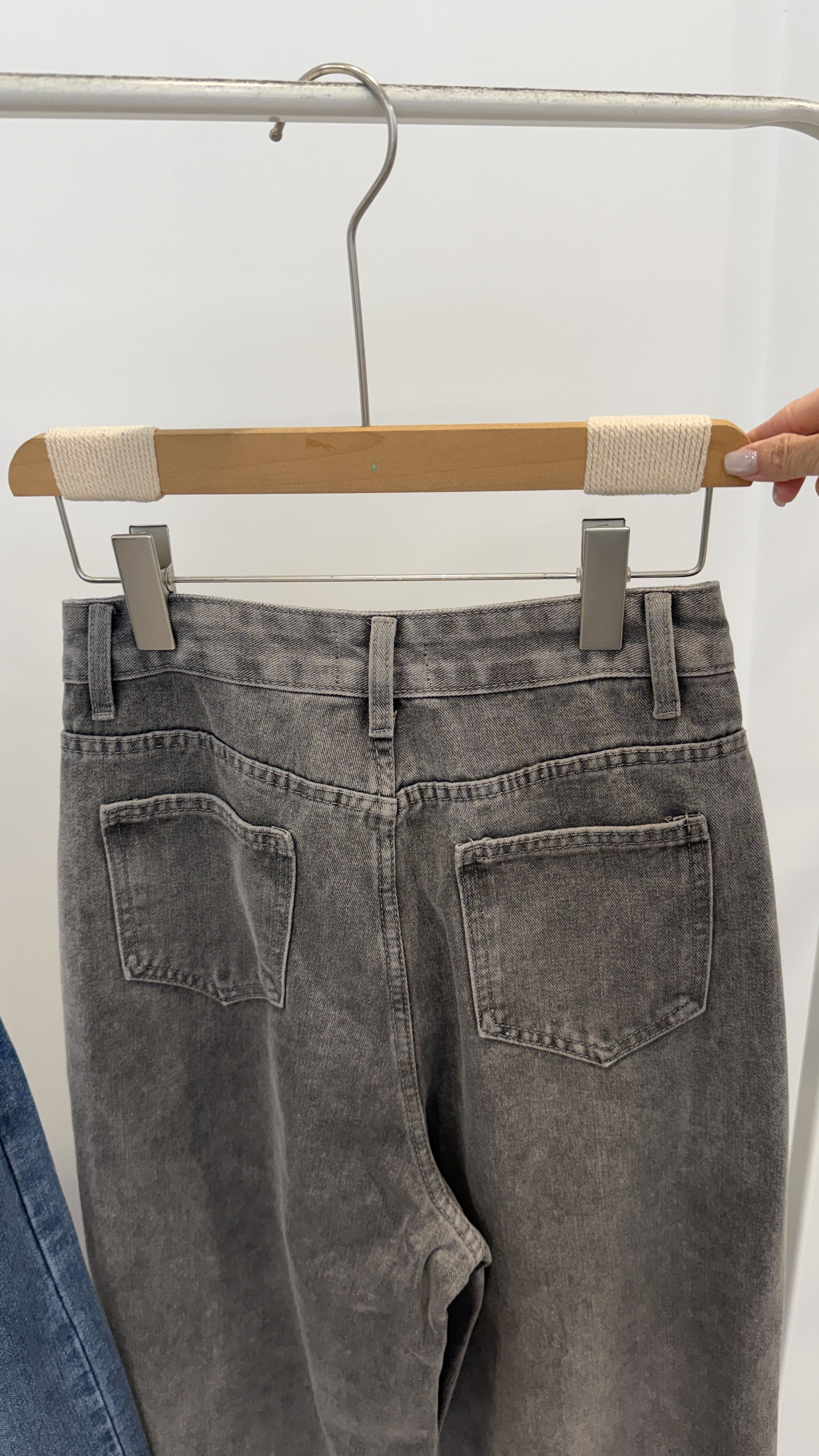 103-110cm超直腿褲反摺牛仔直筒寬褲 SML _9018