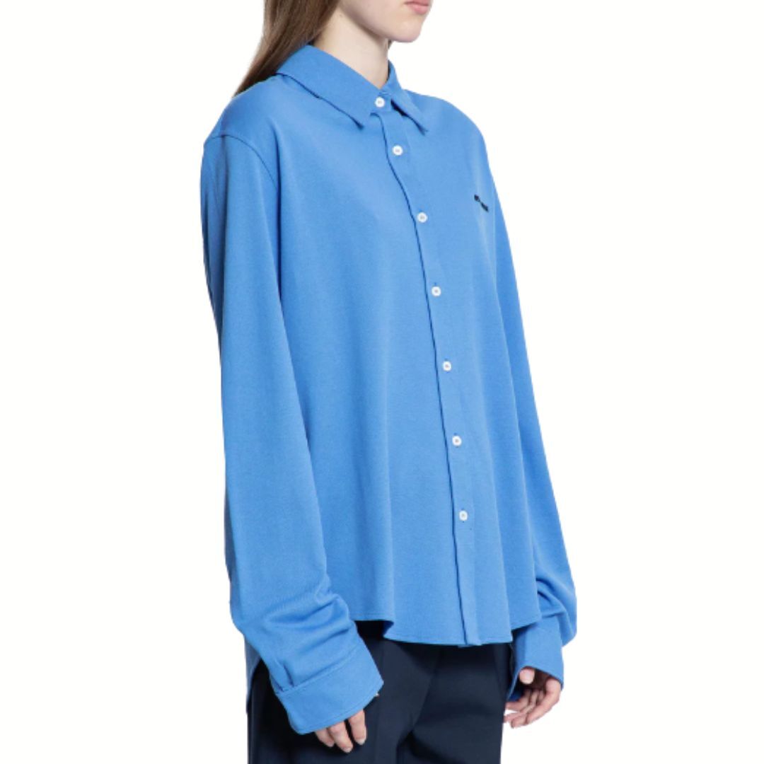 1DA0313-028 [MIU MIU] Cotton Piqué Shirt Blue #MK198014RW/F0237/38 (BR)