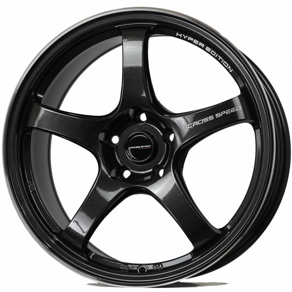 【旋壓輕量鋁圈】CROSS SPEED CR5鑽石黑灰車邊+刻字 8.5J ET43 旋壓鋁圈  四入組