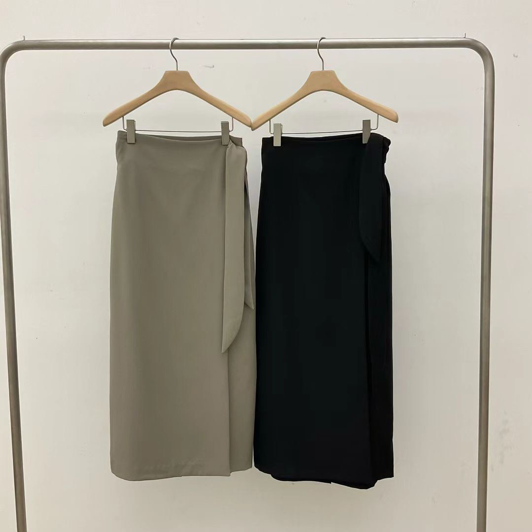 側綁帶後開衩造型西裝鉛筆長裙-F / 2色