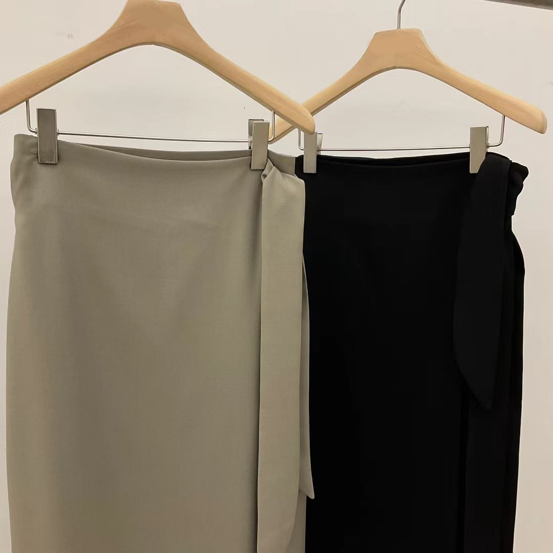 側綁帶後開衩造型西裝鉛筆長裙-F / 2色