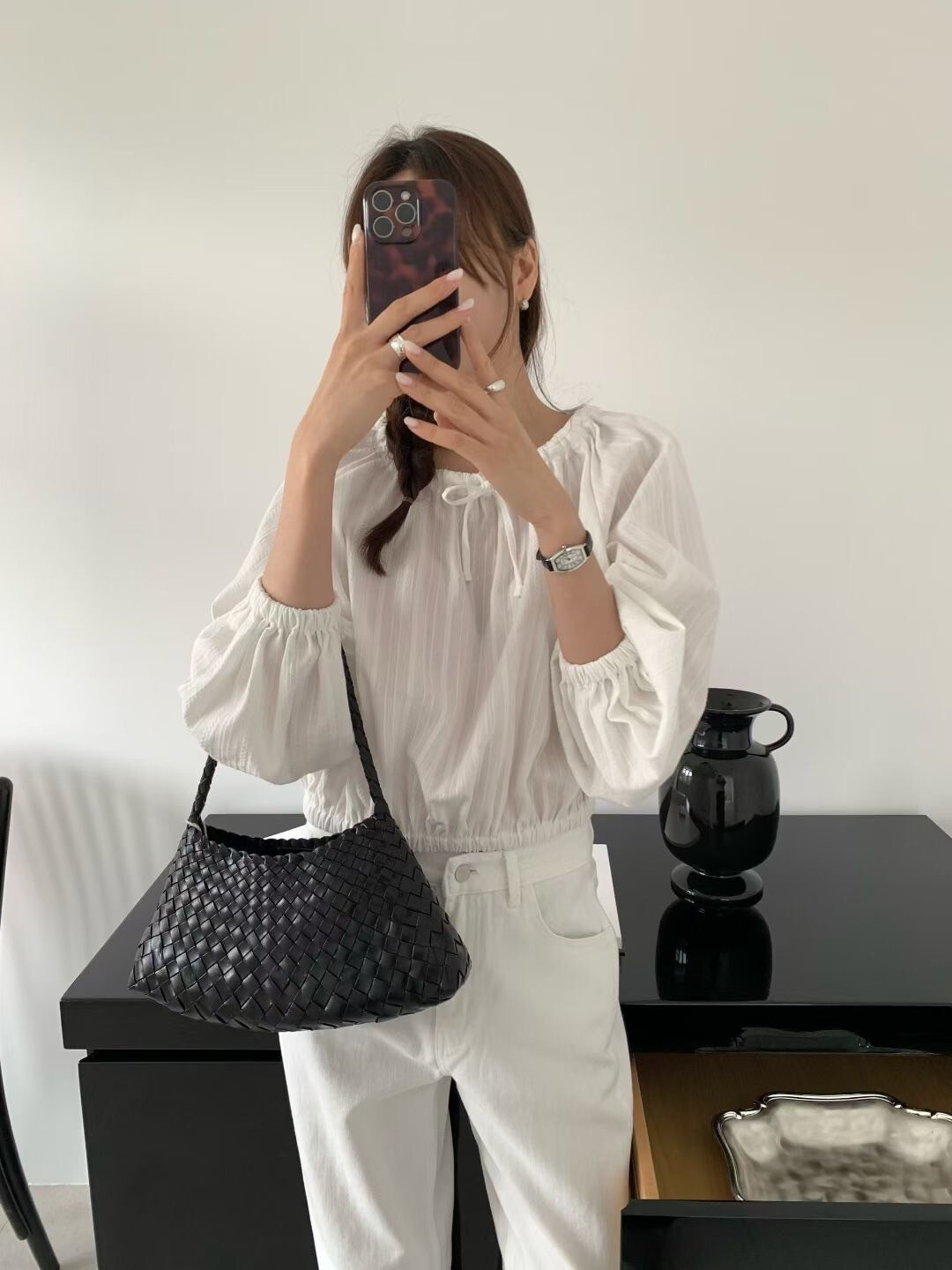 兩穿式可露肩綁帶造型澎澎袖上衣 / 2色