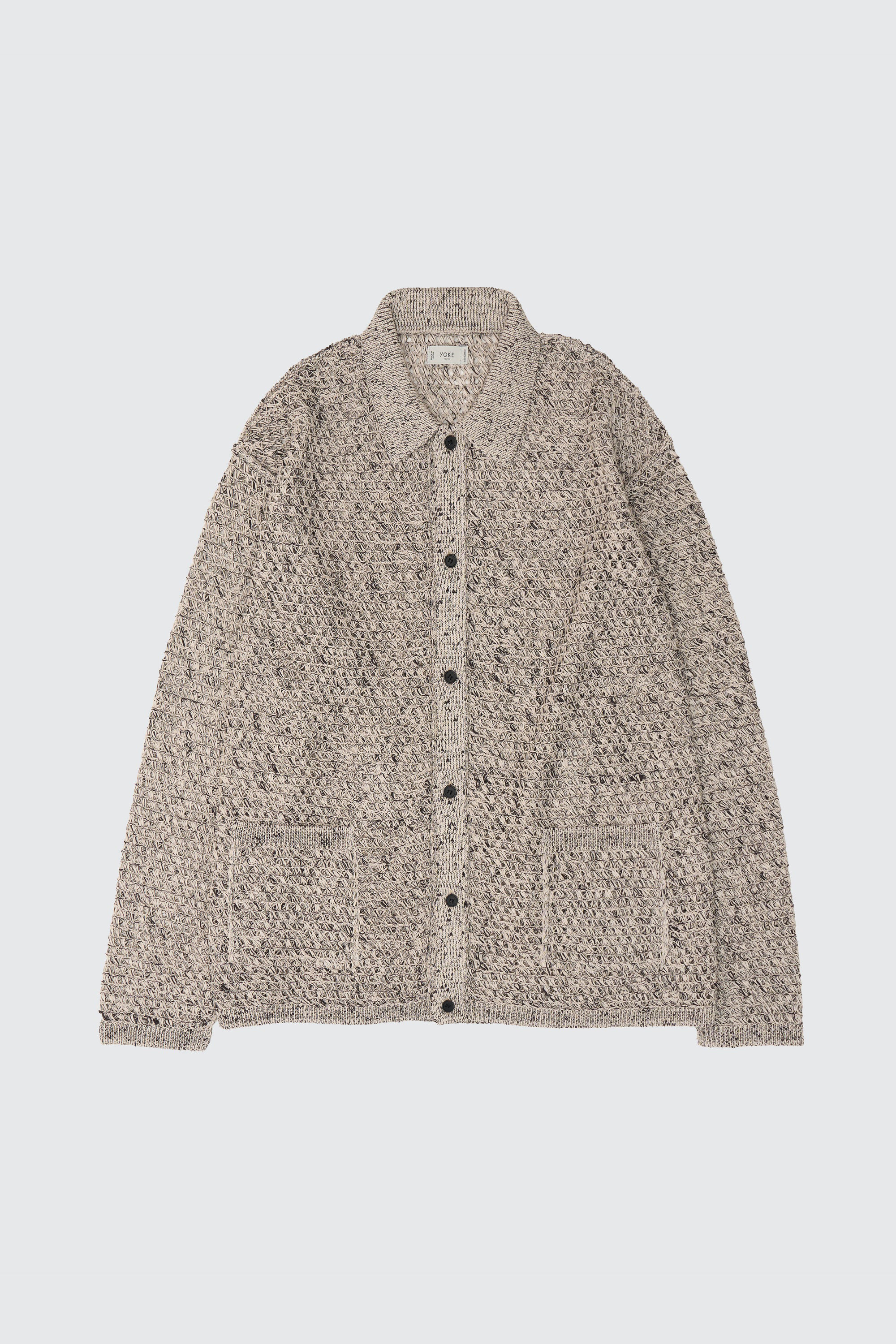YOKE MESH KNIT SHIRT CARDIGAN