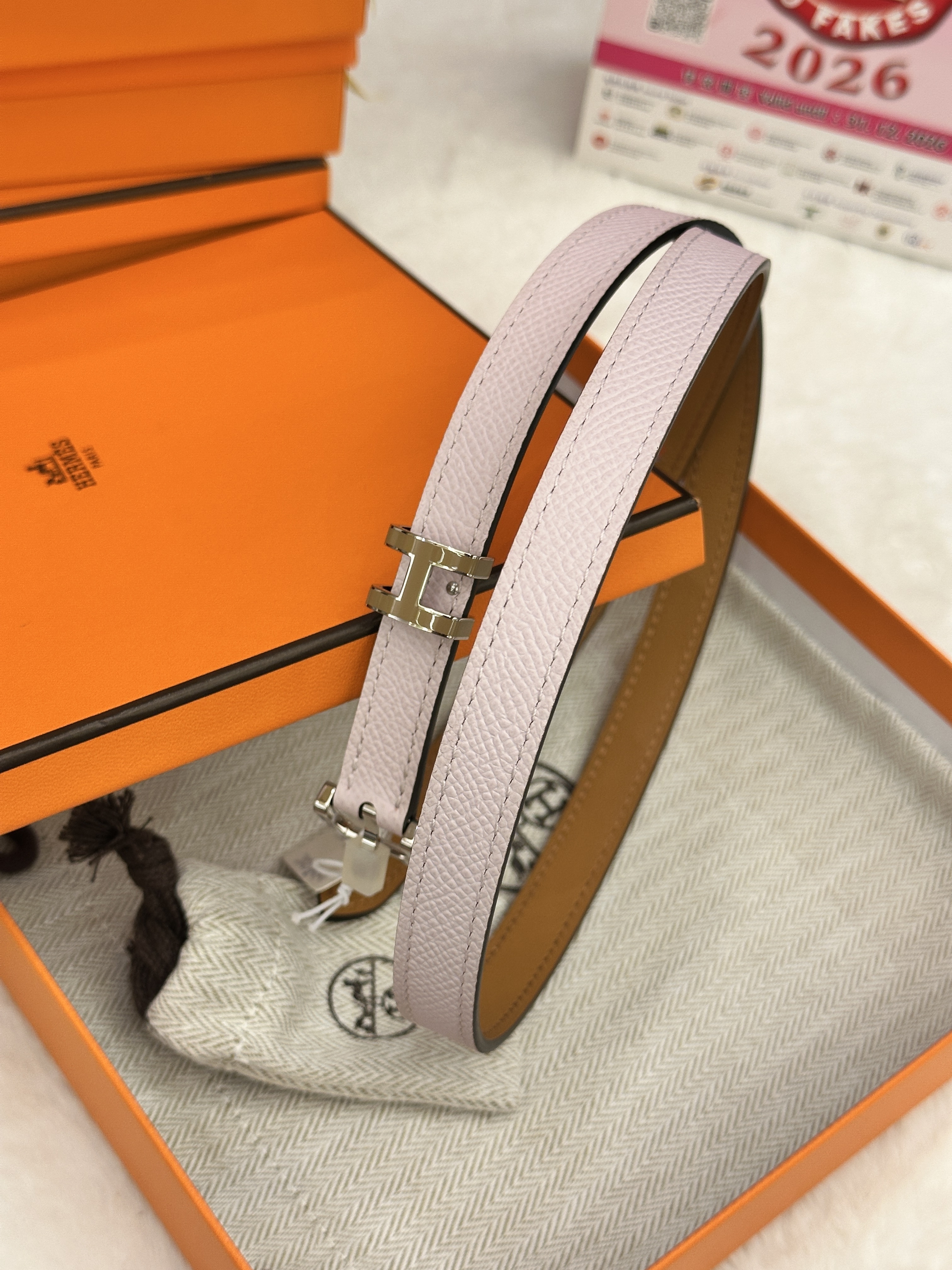 Hermes pop h belt pink étoupe 75cm