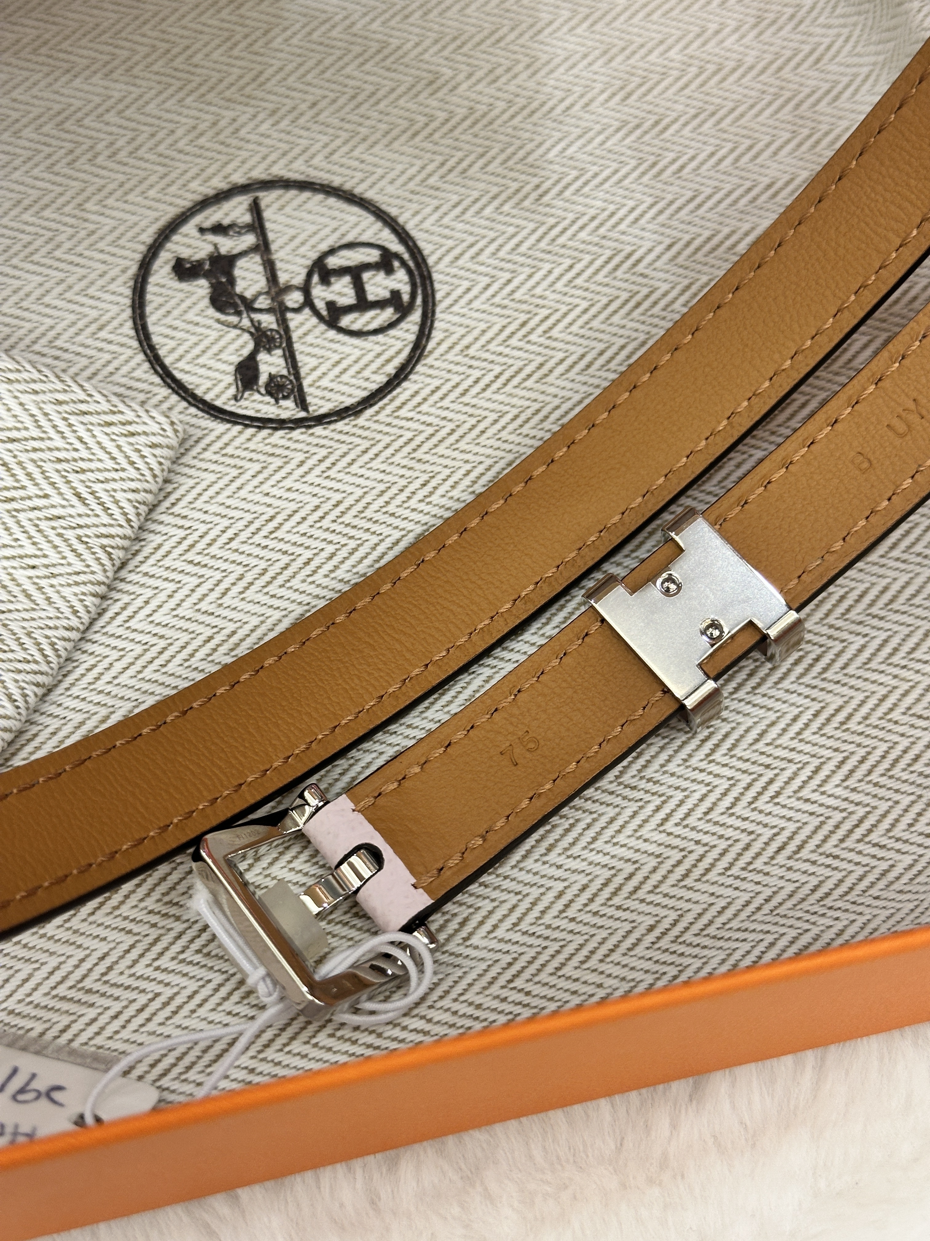 Hermes pop h belt pink étoupe 75cm