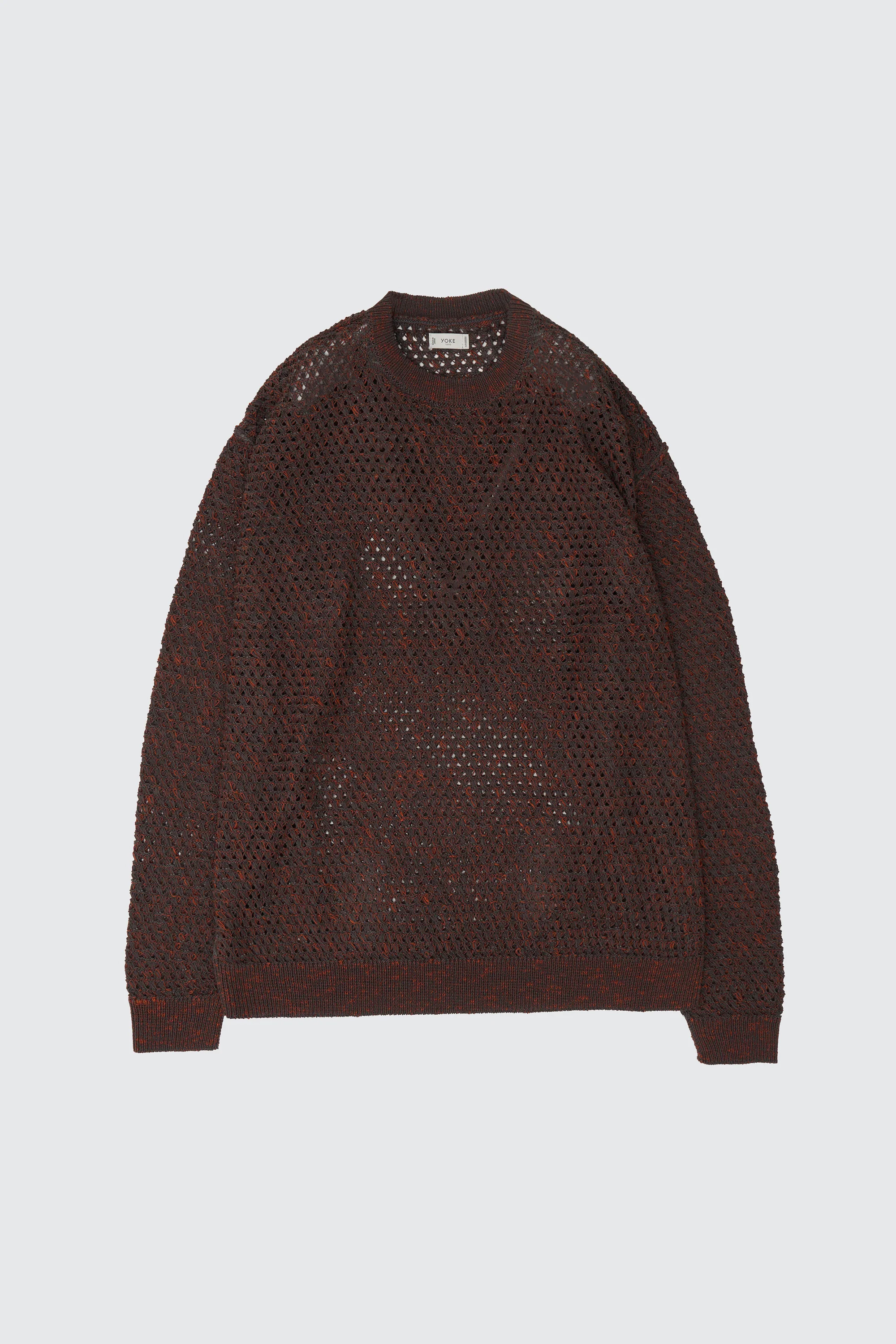 YOKE MESH KNIT CREWNECK SWEATER