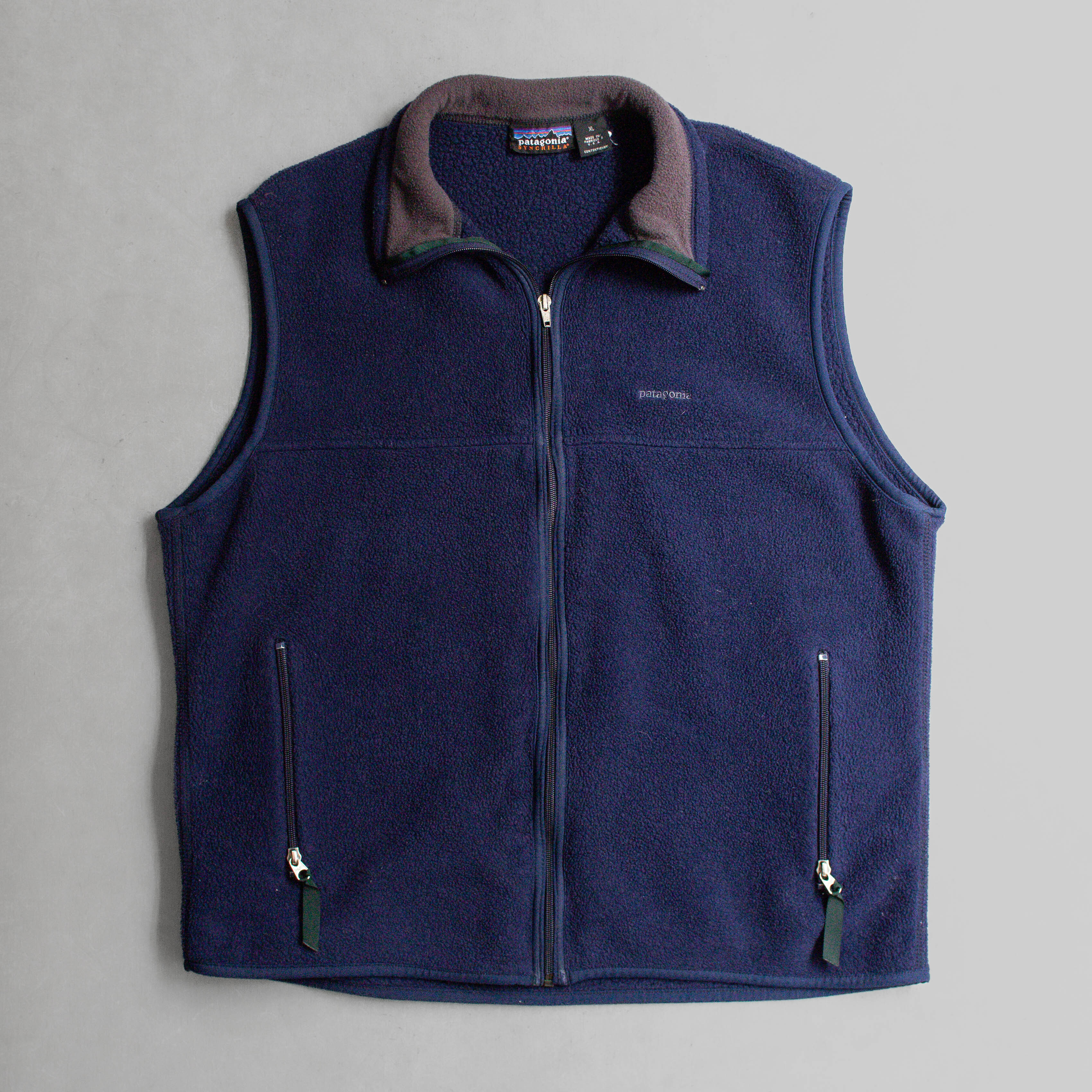 PATAGONIA SYNCHILLA FLEECE VEST 美國製 深藍 高領 刷毛 拉鍊 背心 XL