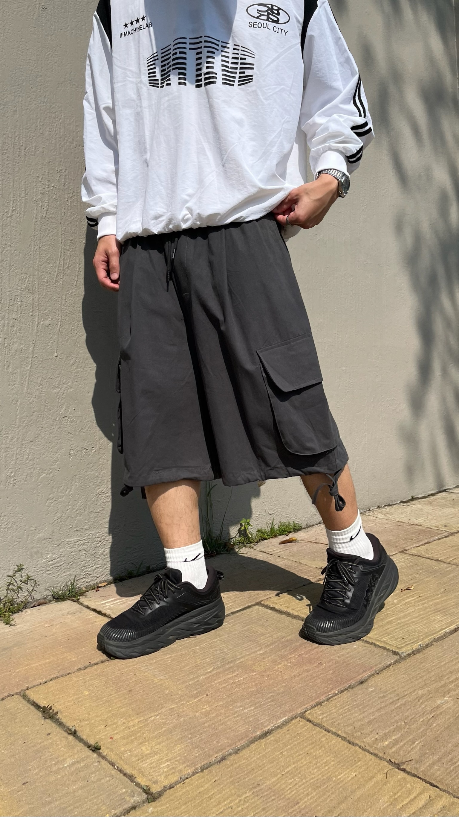 七分工裝寬短褲（2colors）