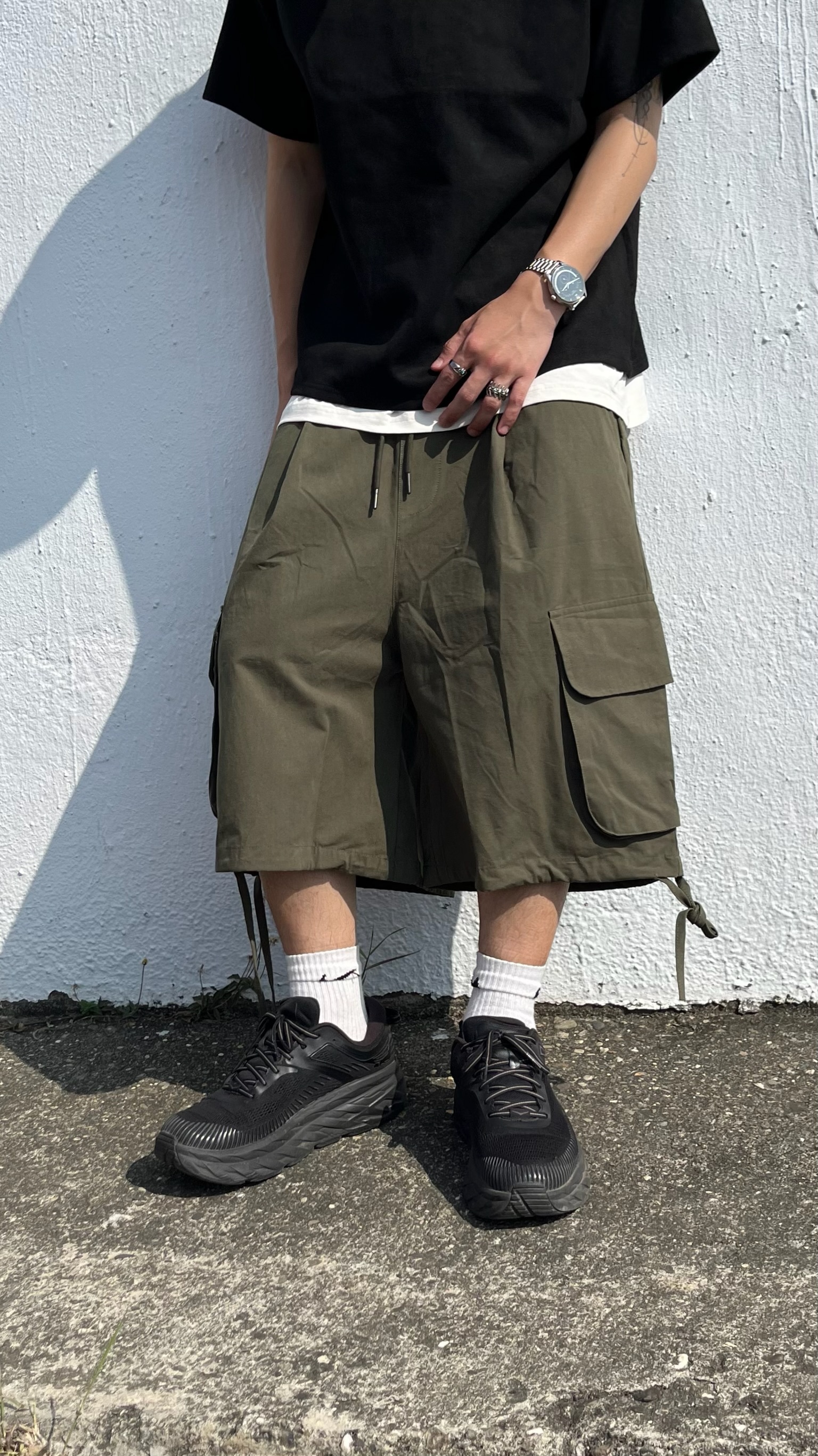 七分工裝寬短褲（2colors）