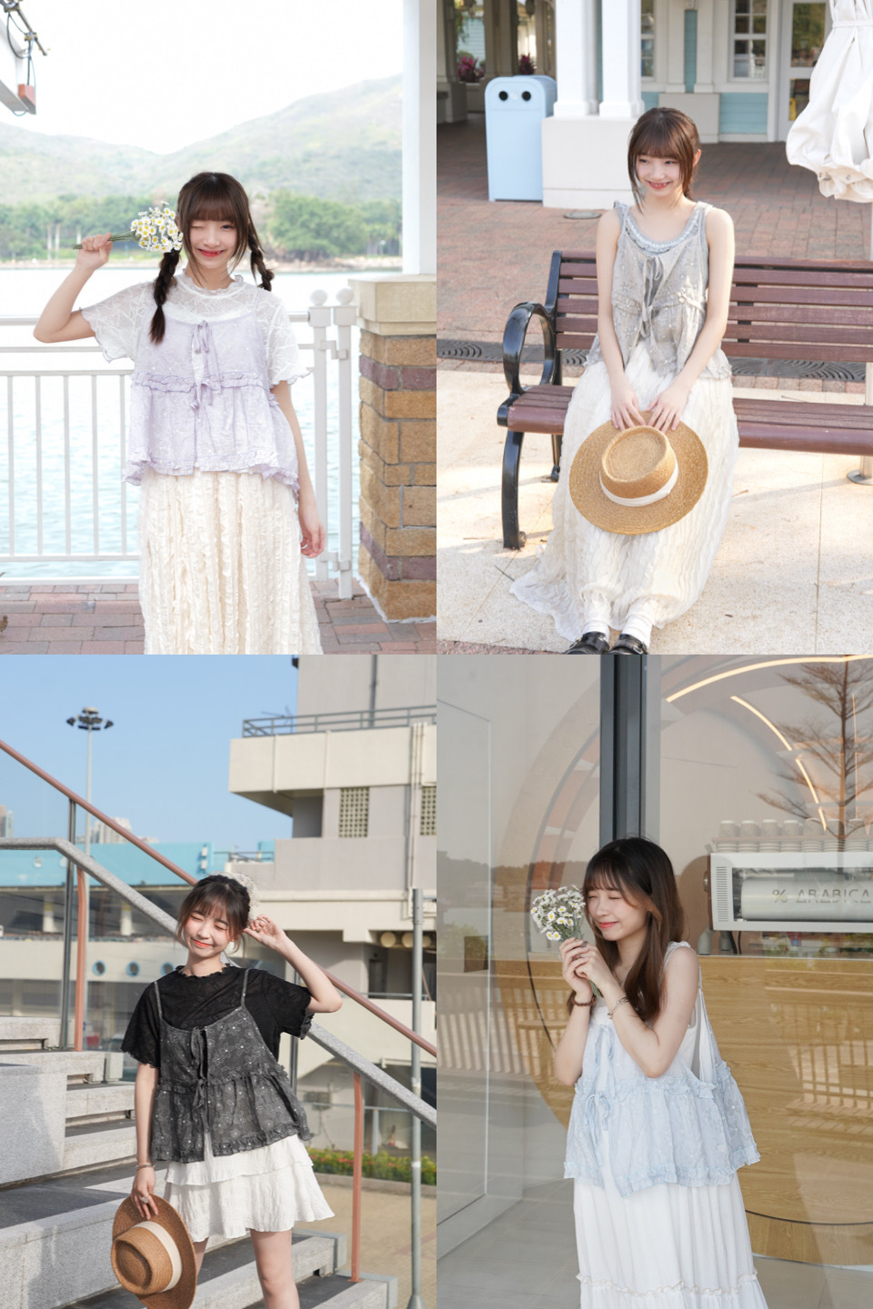 零負擔手繪感小花吊帶 · 4色入