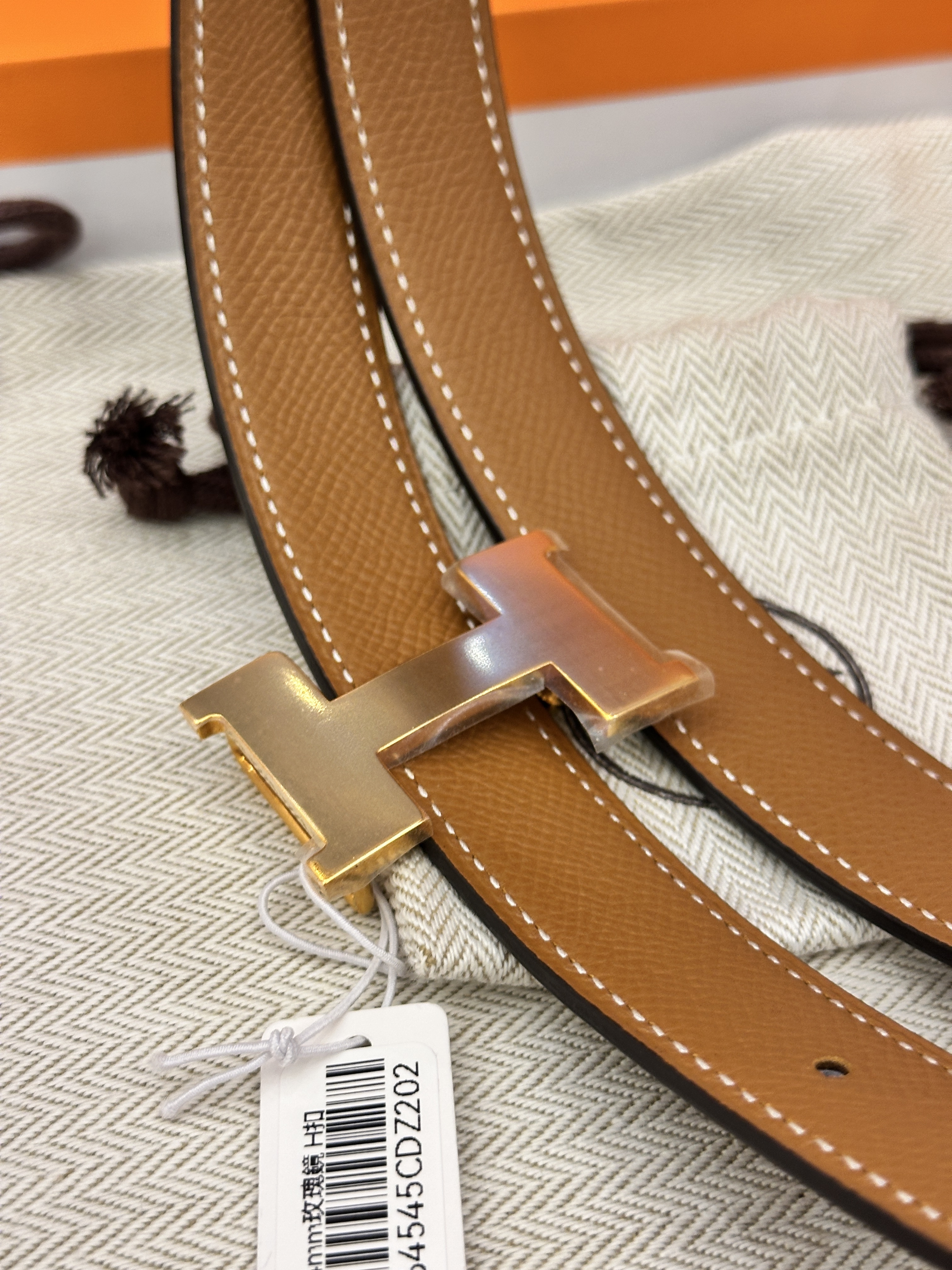 Hermes belt 24mm Black/Gold 75cm