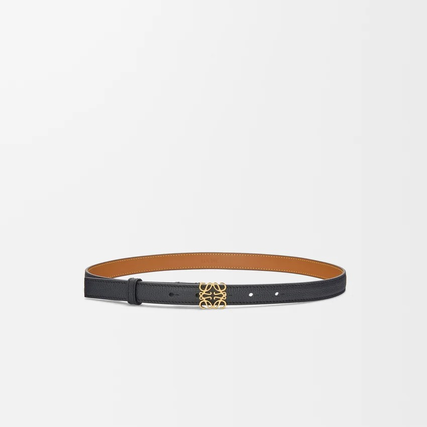 1DA0313-059 [LOEWE] Anagram Belt in Pebble Grain Calfskin Black/Gold #E821Z15X02 (BR)