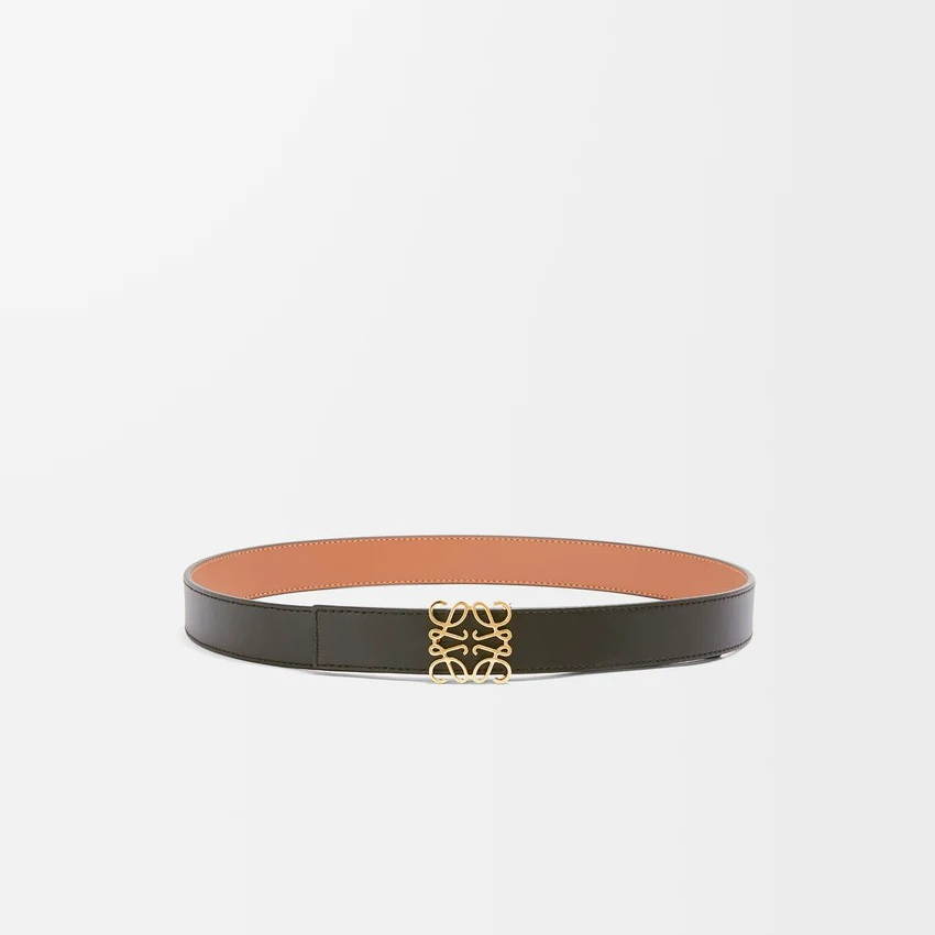 1DA0313-060 [LOEWE] Reversible Anagram Belt in Smooth Calfskin Tan/Black/Gold #E821Z26X03 (BR)