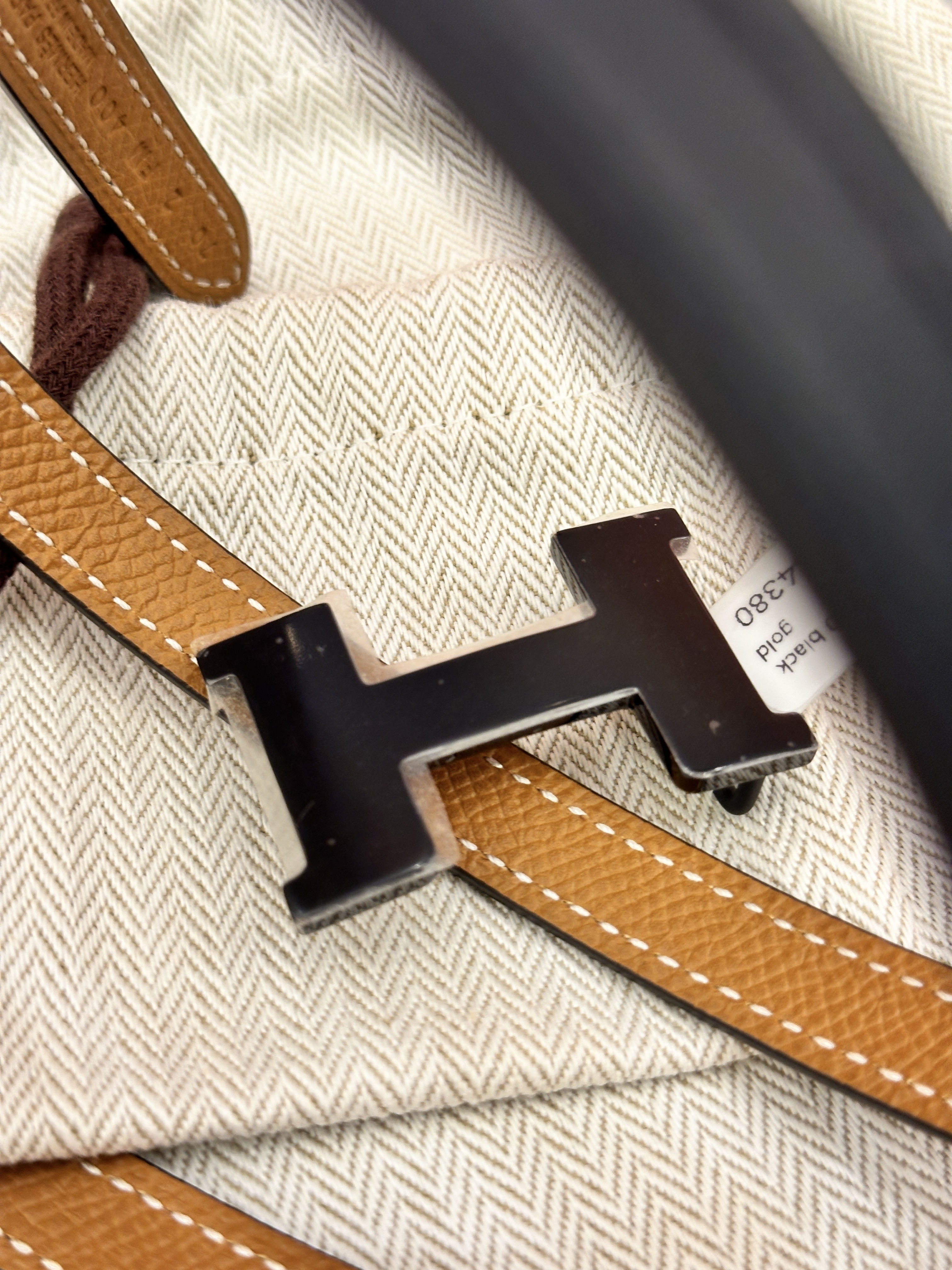 Hermes belt 13mm black/golf 70cm