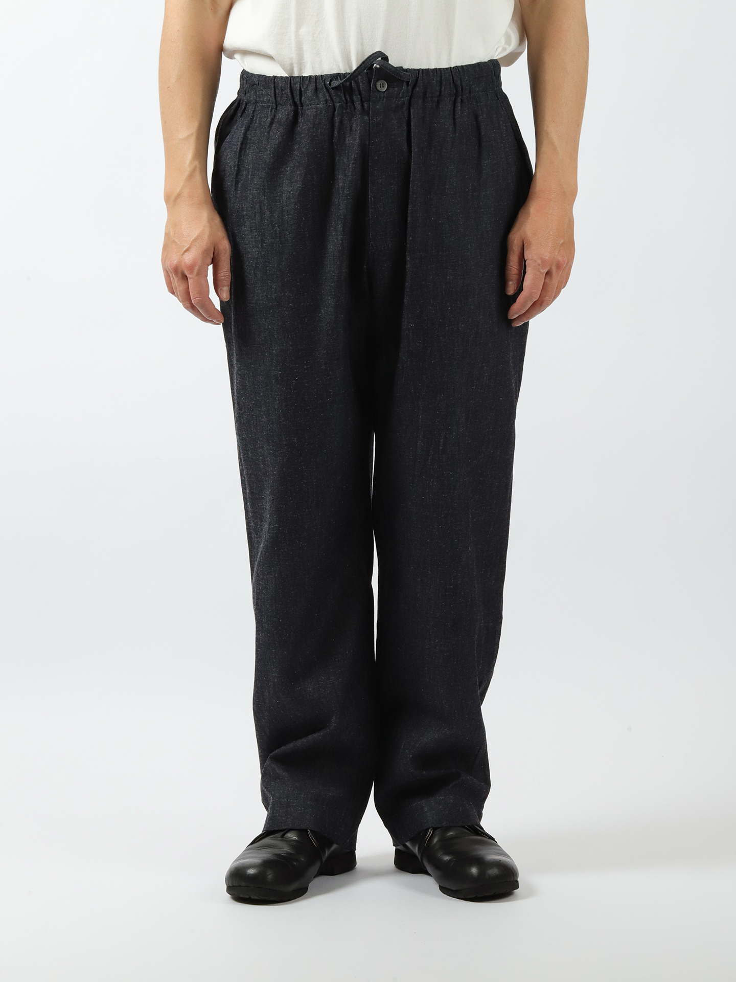 Cale Cotton Linen Ramie Easy Denim Pants Navy