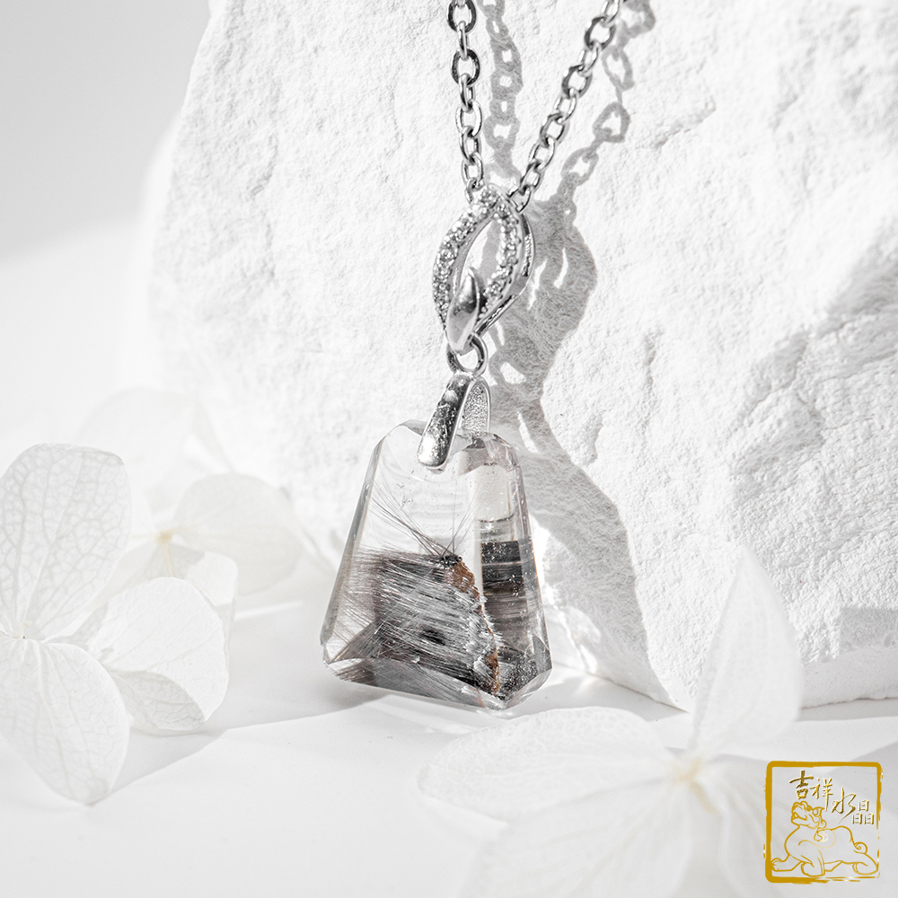 黑銀鈦晶項鍊 3.5g 無事牌墜