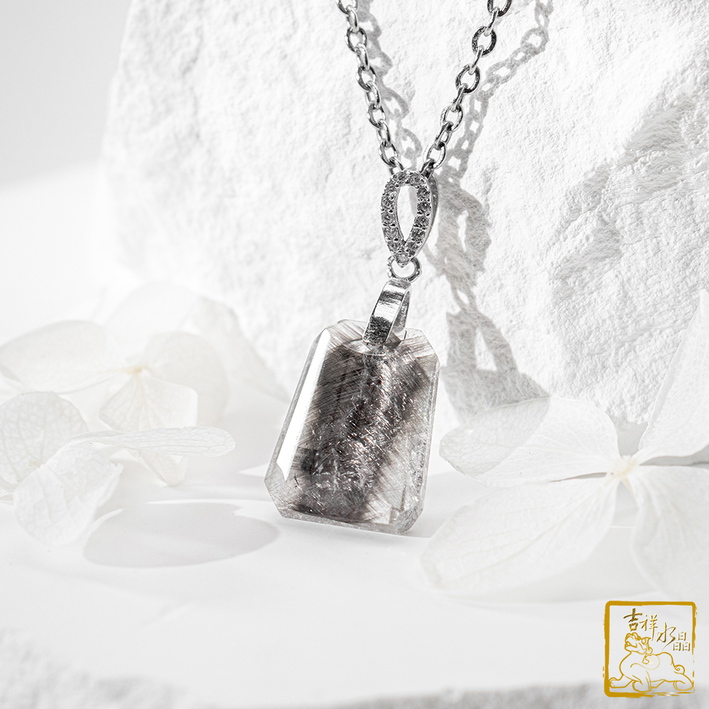 黑銀鈦晶項鍊 2.5g 無事牌墜