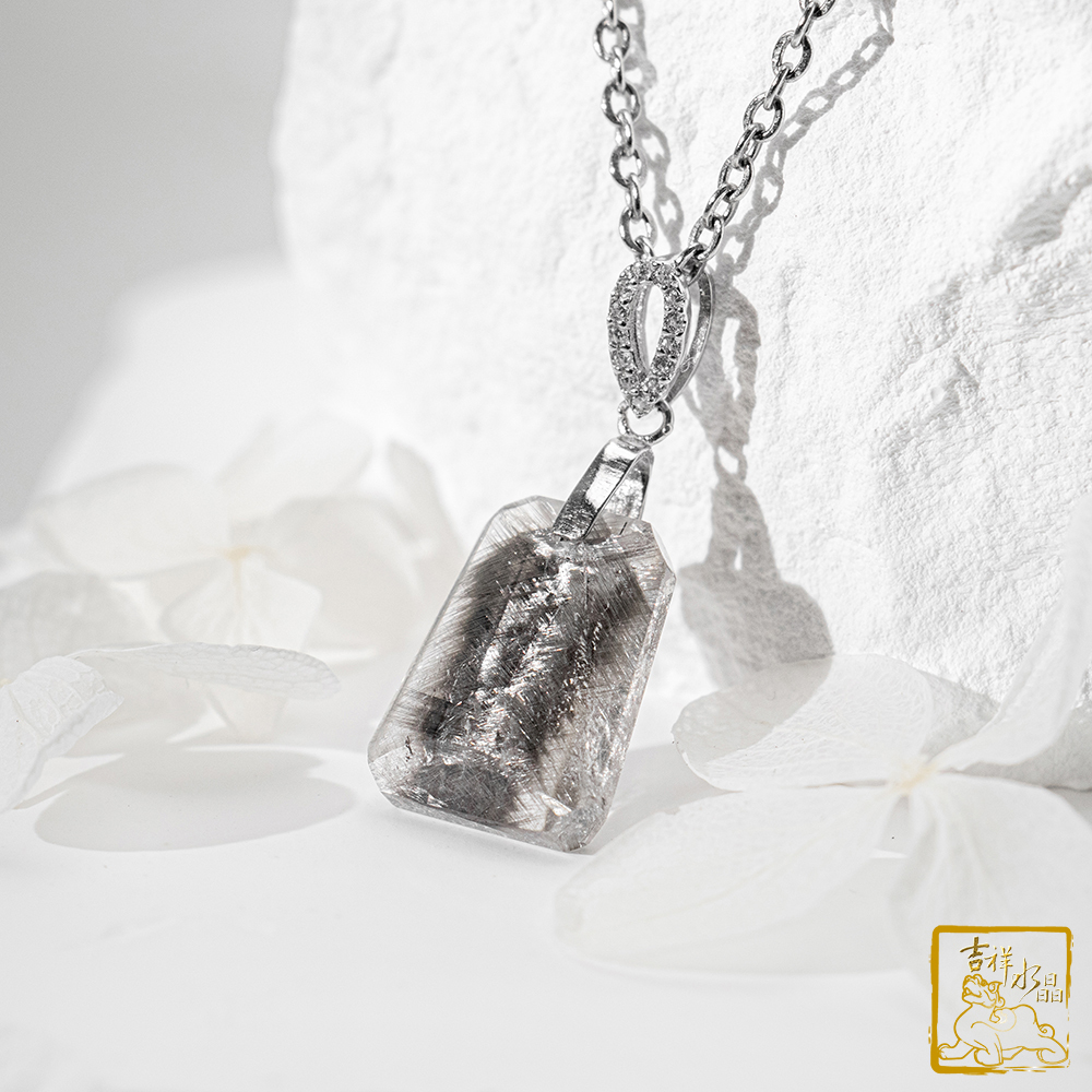 黑銀鈦晶項鍊 2.5g 無事牌墜