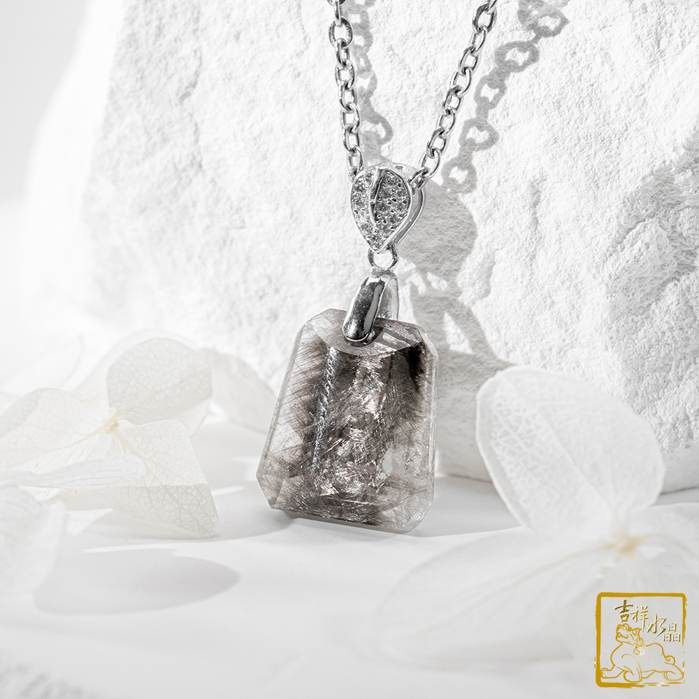 黑銀鈦晶項鍊 2.8g 無事牌墜