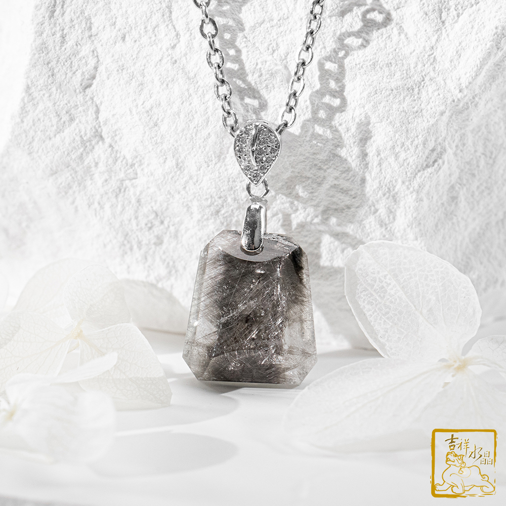 黑銀鈦晶項鍊 2.8g 無事牌墜