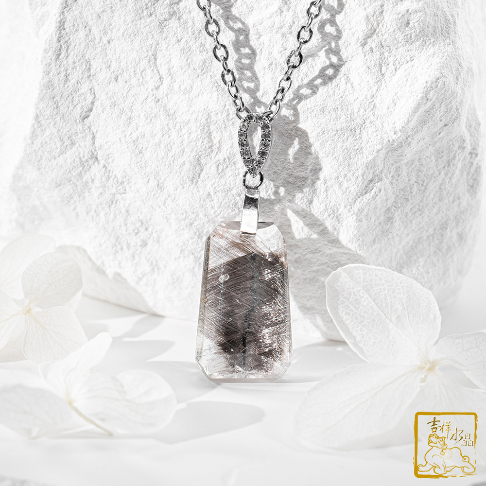 黑銀鈦晶項鍊 3g 無事牌墜