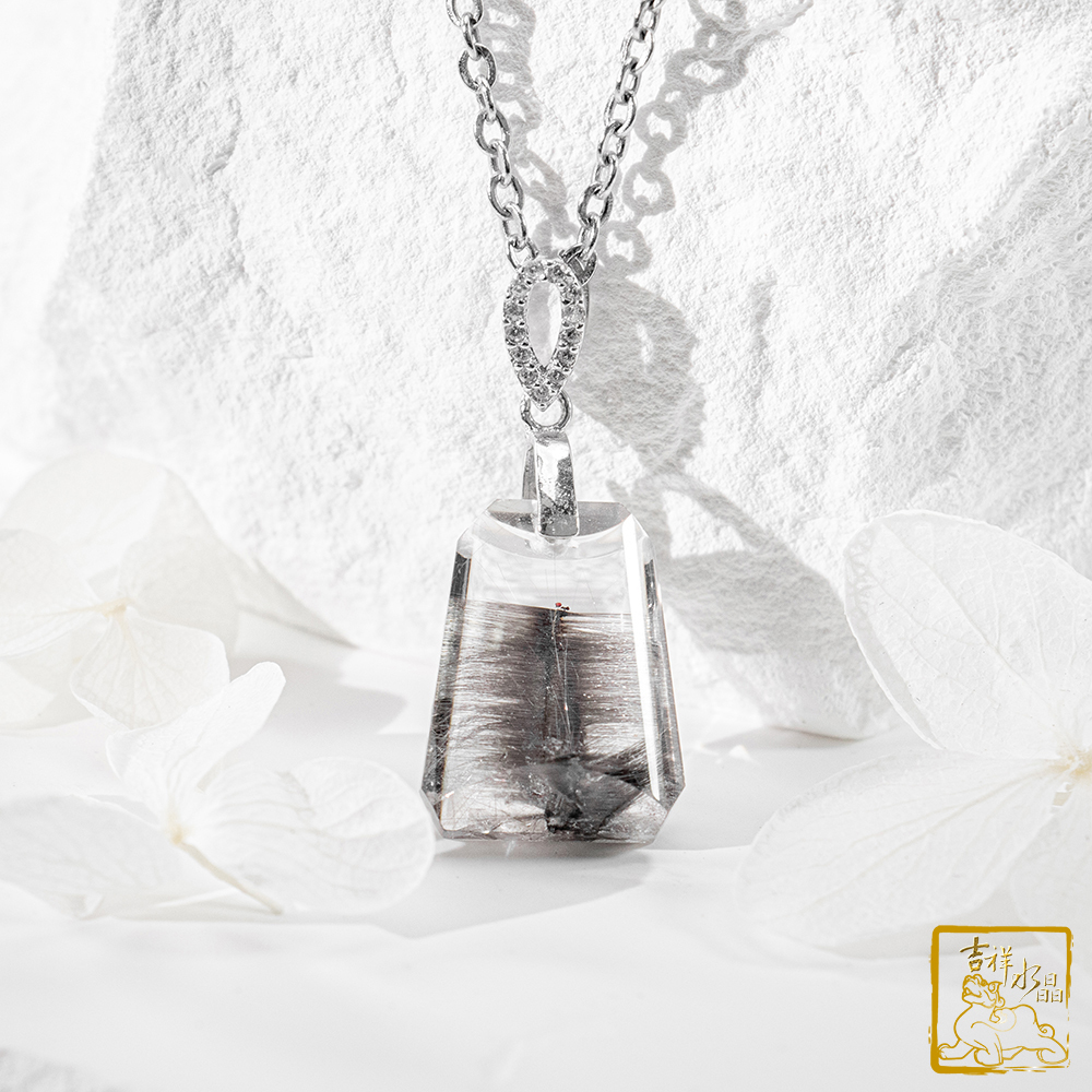 黑銀鈦晶項鍊 2.9g 無事牌墜