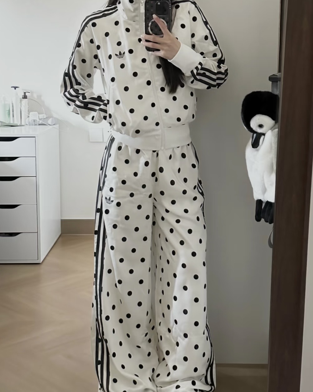 ADIDAS ORIGINALS SATIN POLKA DOTS TT TRACK TOP 緞面波點 短版 運動外套 立領外套 拉鍊外套 女款 KV1165 KV1166 KV1167 / 預購