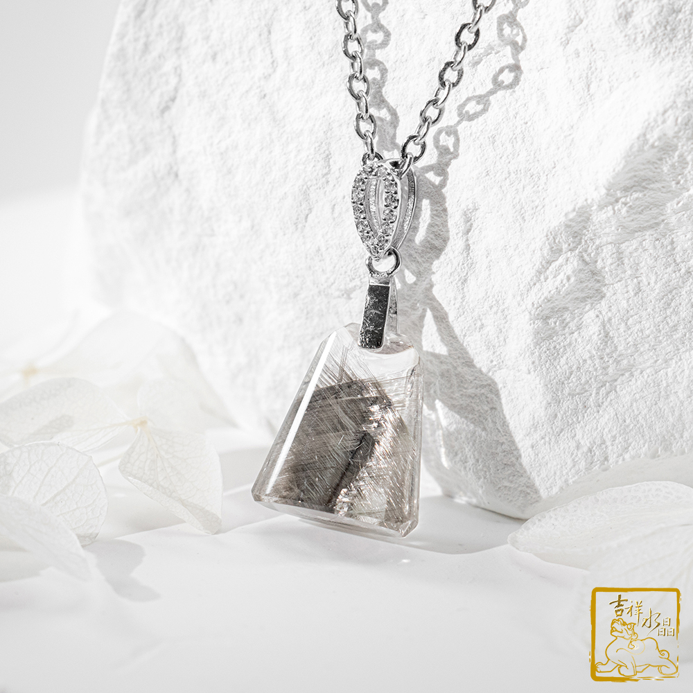 黑銀鈦晶項鍊 2.6g 無事牌墜