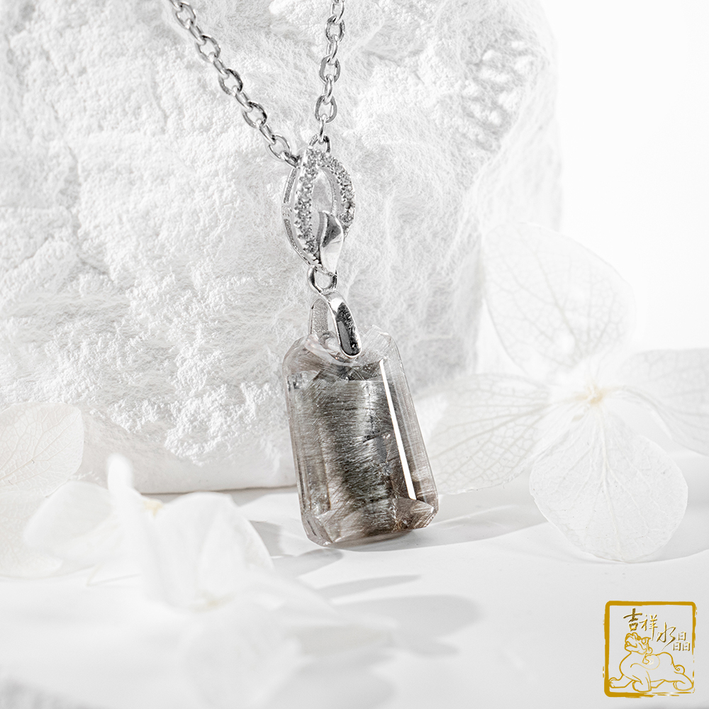 黑銀鈦晶項鍊 3g 無事牌墜