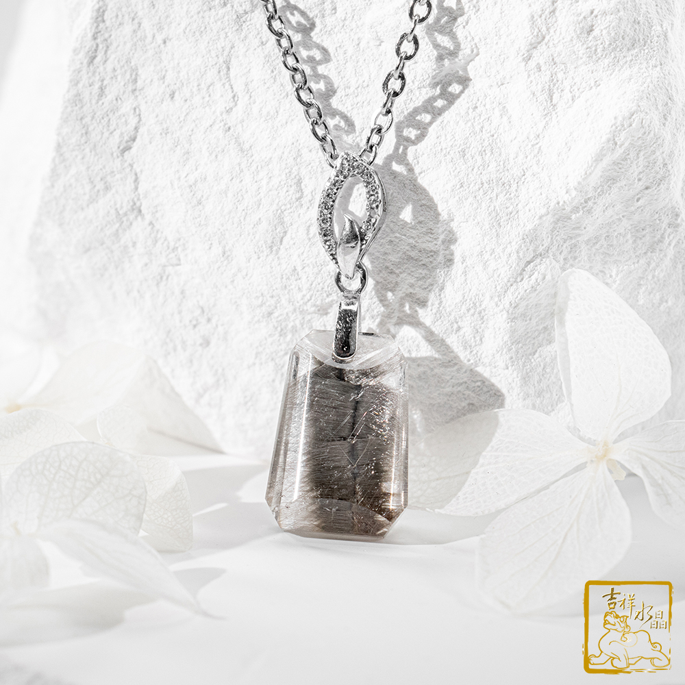 黑銀鈦晶項鍊 3g 無事牌墜