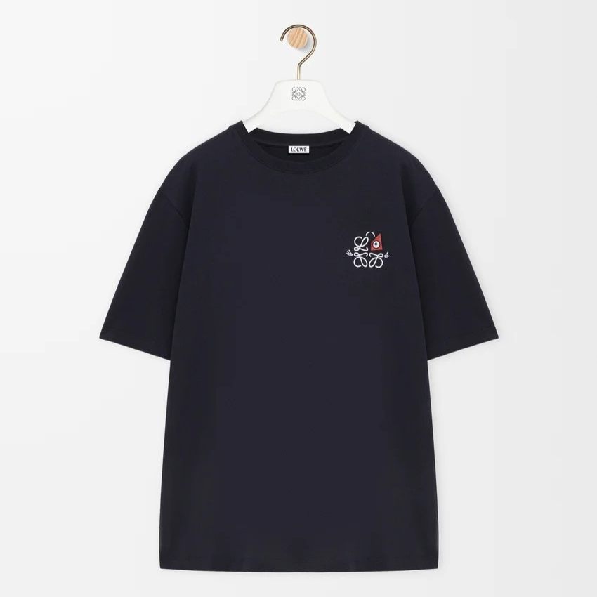 1DA0313-079 [LOEWE] Loose Fit T-Shirt in Cotton Navy Blue #H526Y22XD3 (BR)