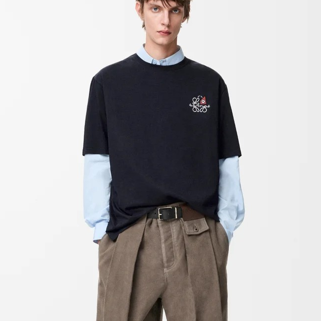 1DA0313-079 [LOEWE] Loose Fit T-Shirt in Cotton Navy Blue #H526Y22XD3 (BR)