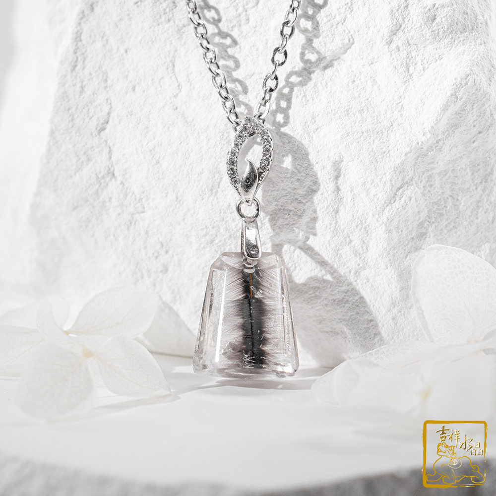 黑銀鈦晶項鍊 2.8g 無事牌墜