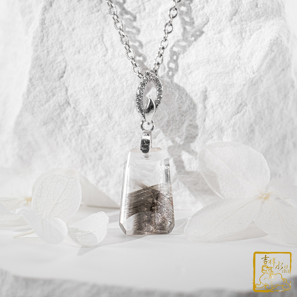 黑銀鈦晶項鍊 2.6g 無事牌墜