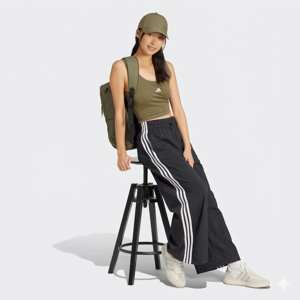 【預購】 K0312888  Adidas A字傘擺褲(黑色)